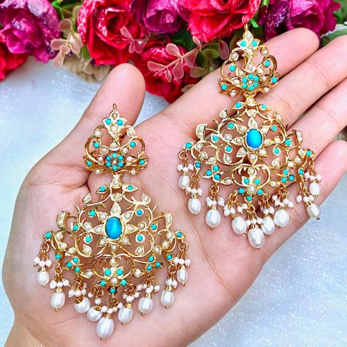 gold plated jadau earrings on 925 sterling silver