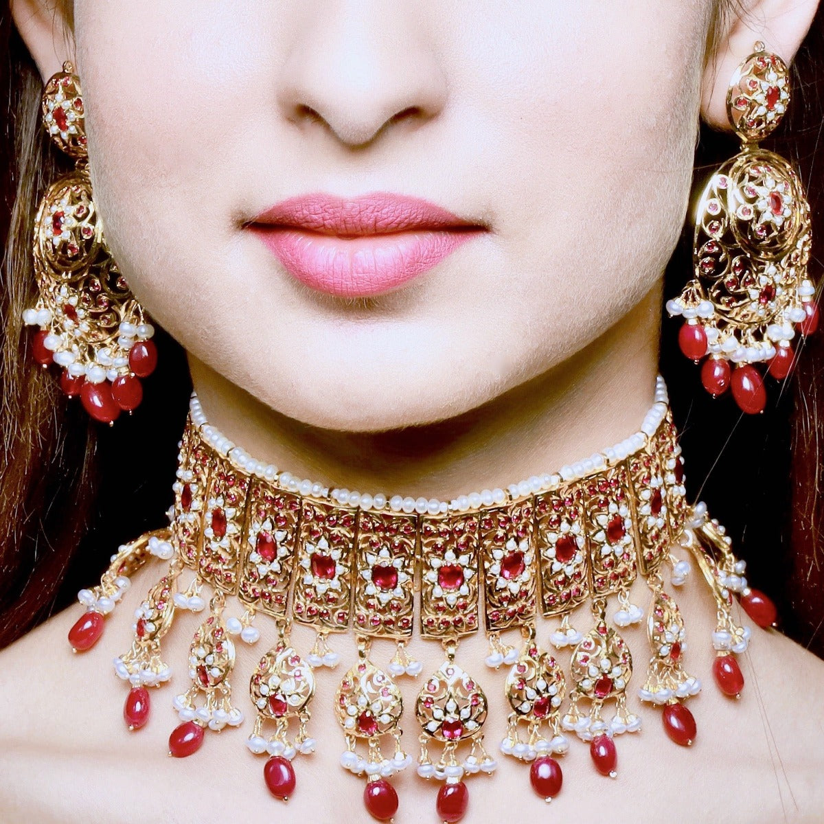 pakistani jadau set in silver