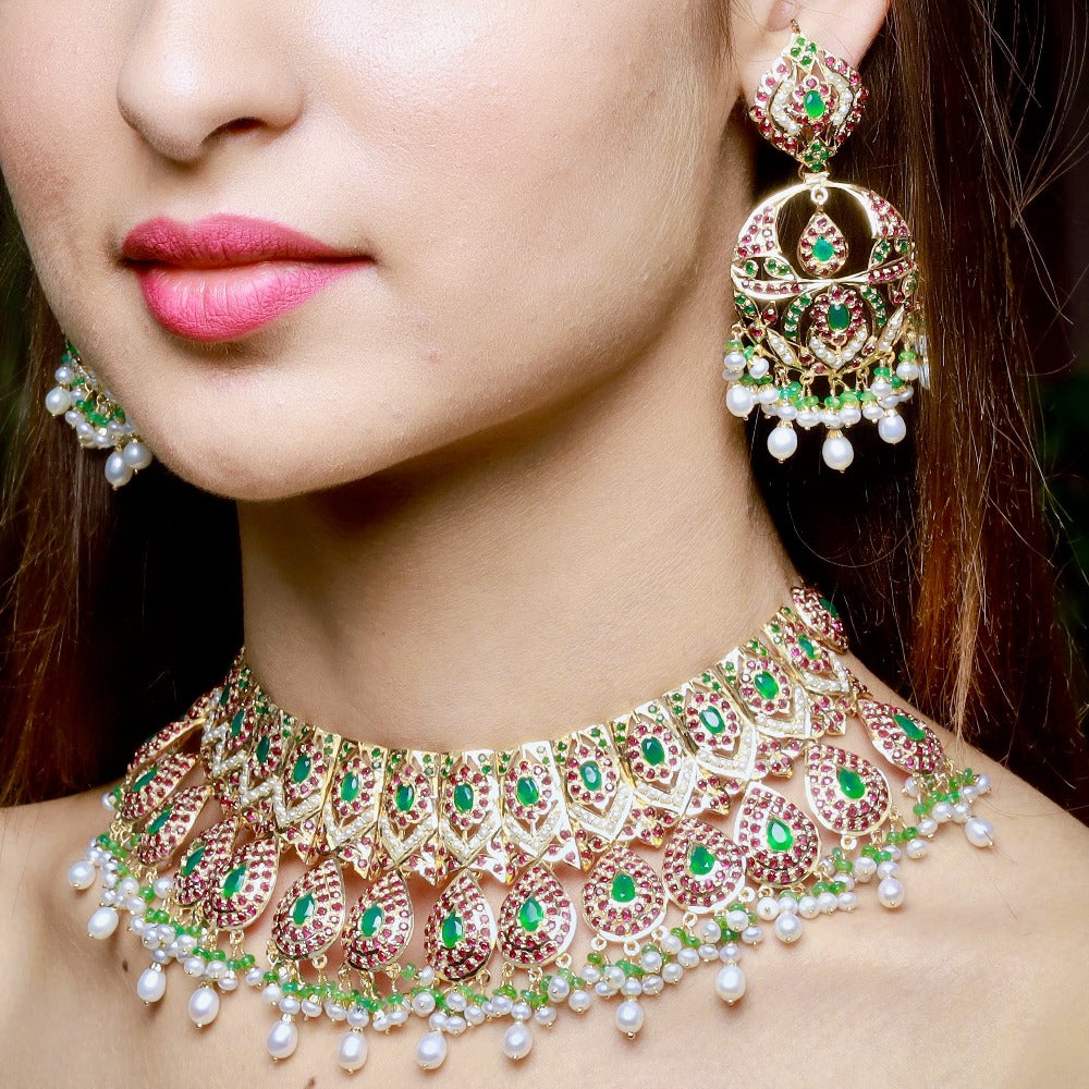 jadau set with chandbalis international wedding