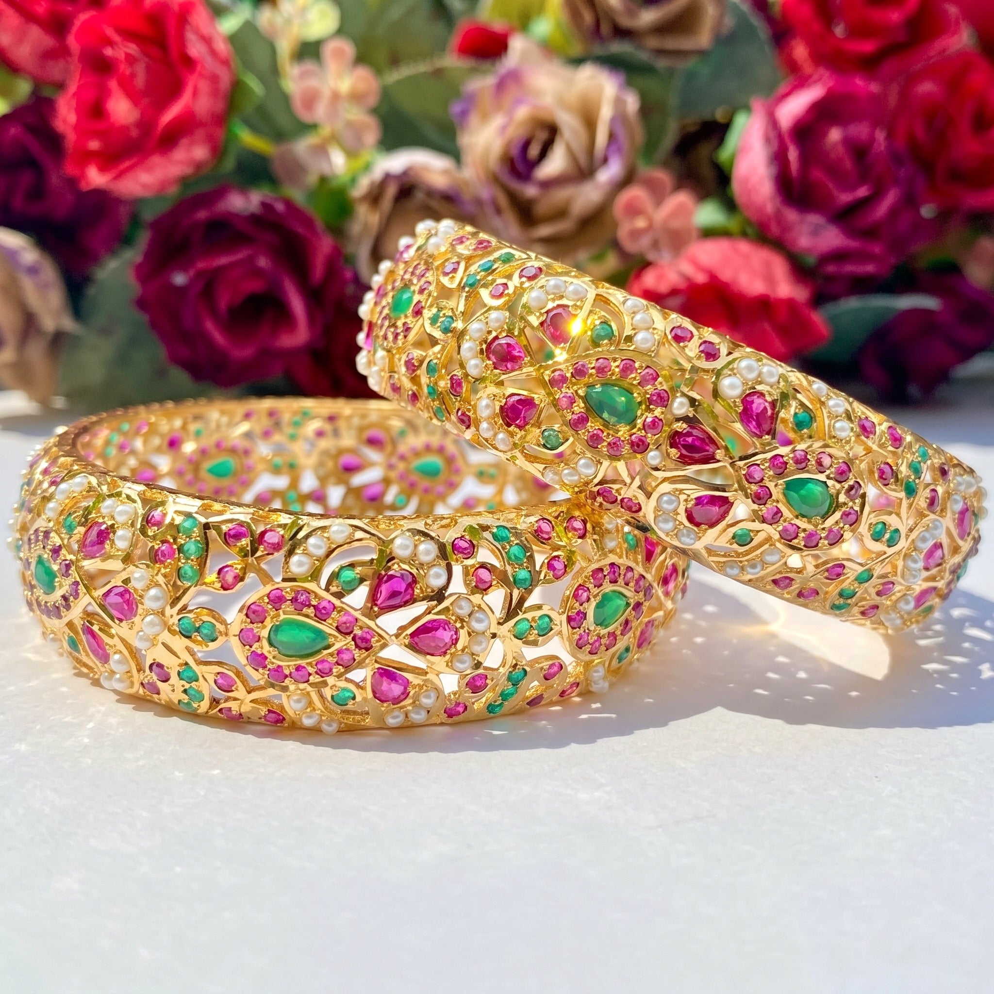 jadau bangles in silver