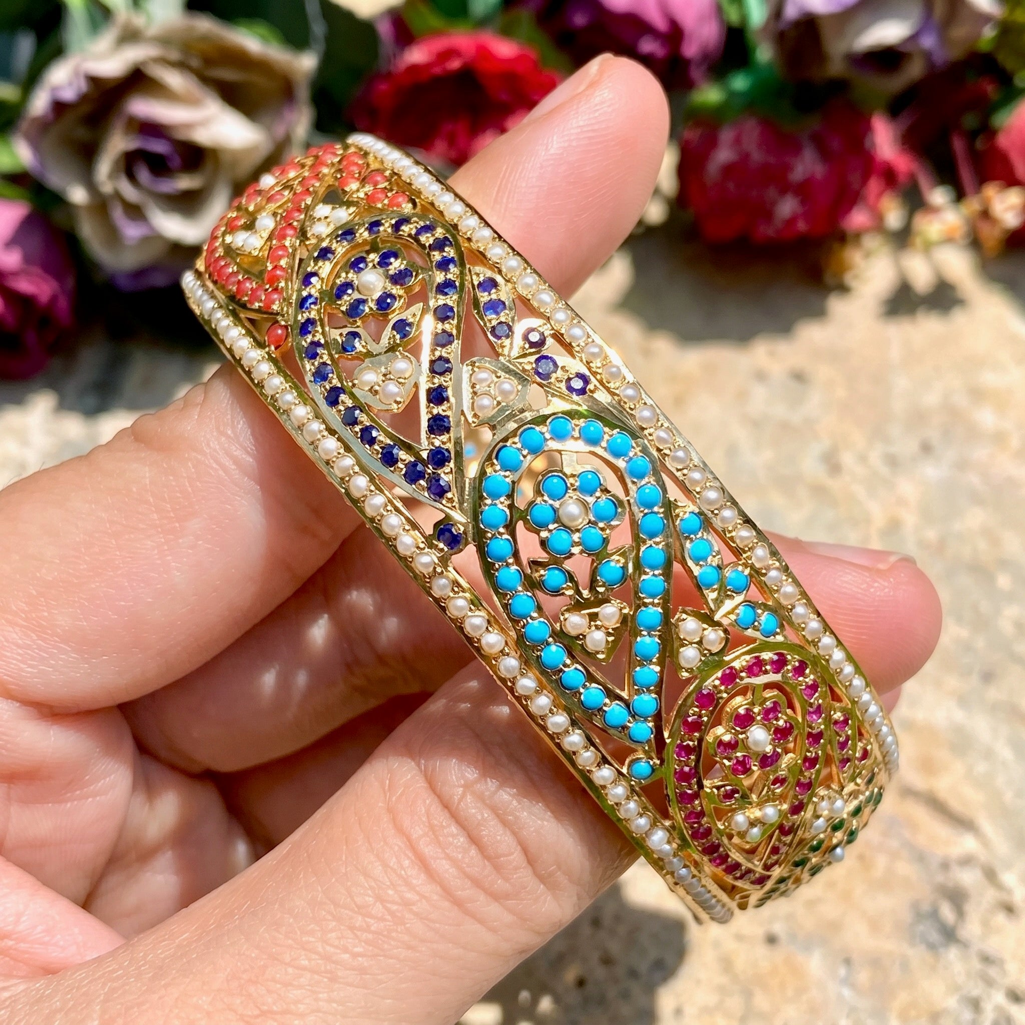 jadau bangles in navratna colors