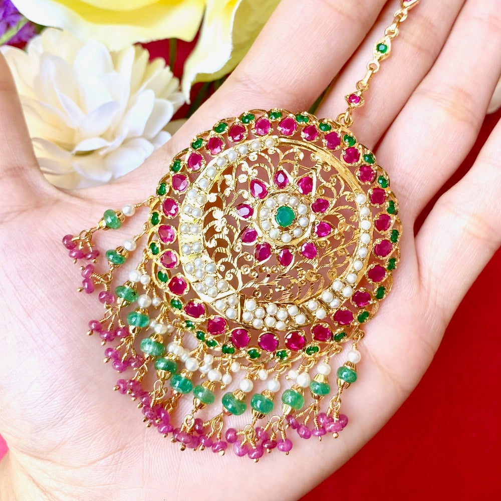 Gold Plated Bridal Mang Teeka | Sterling Silver Base TK 034