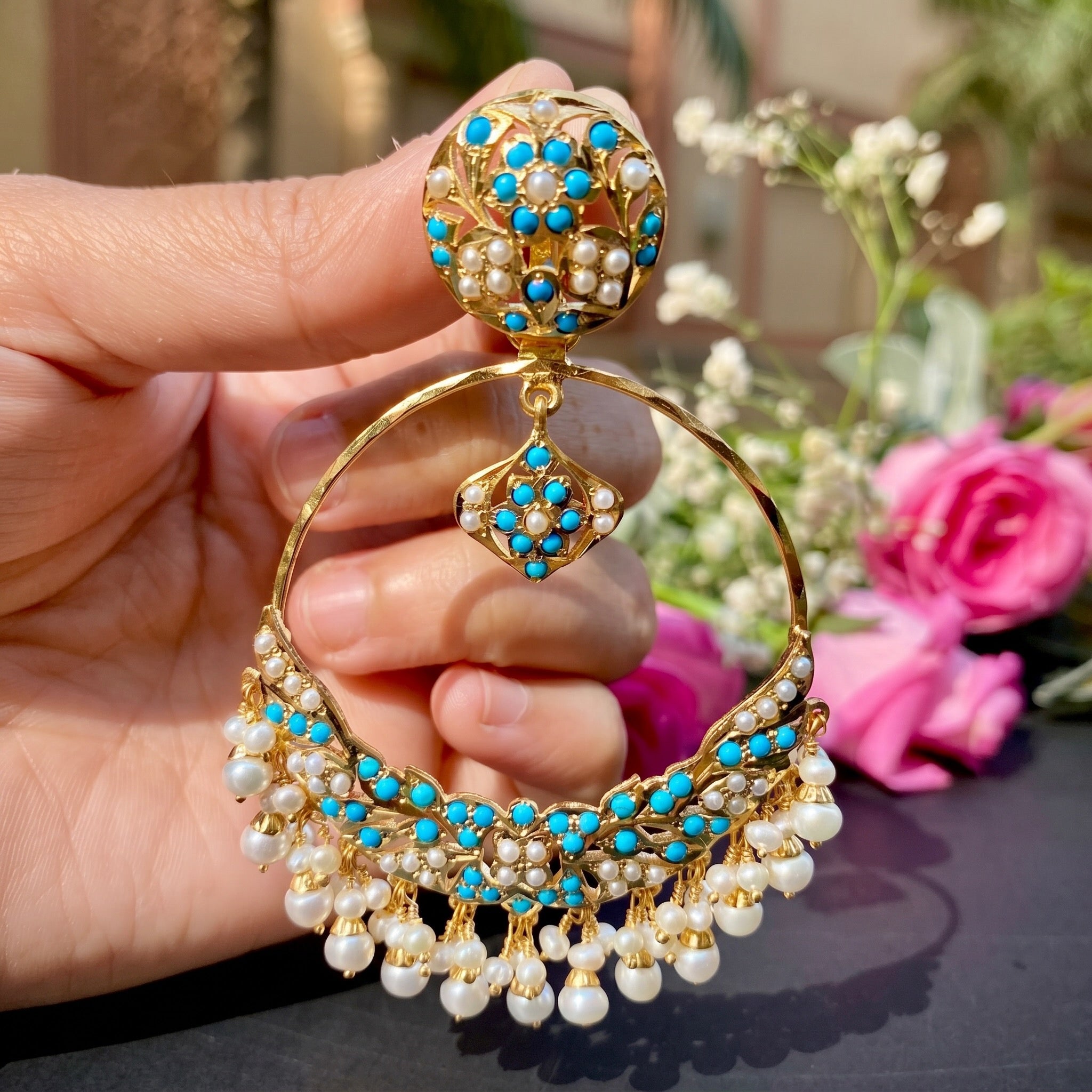 gold plated Firoza Chandbali
