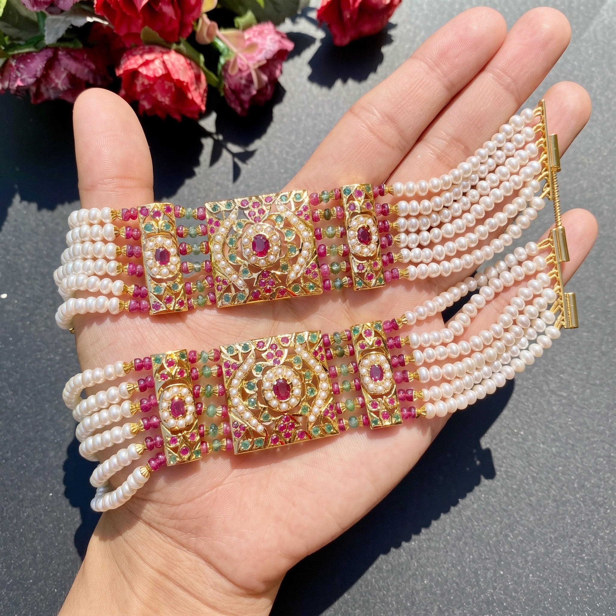 pearl bracelet in 22k gold