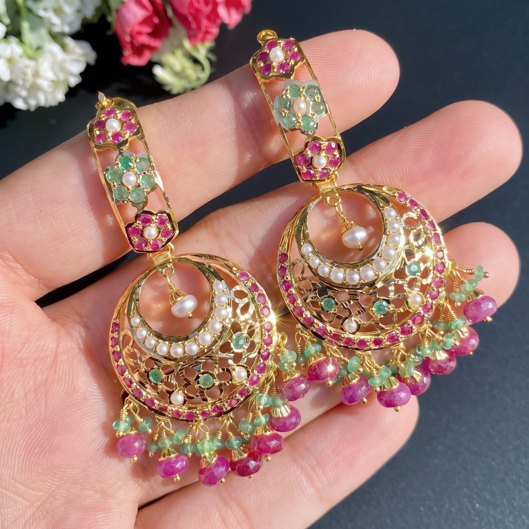 punjabi jadau chandbali gold