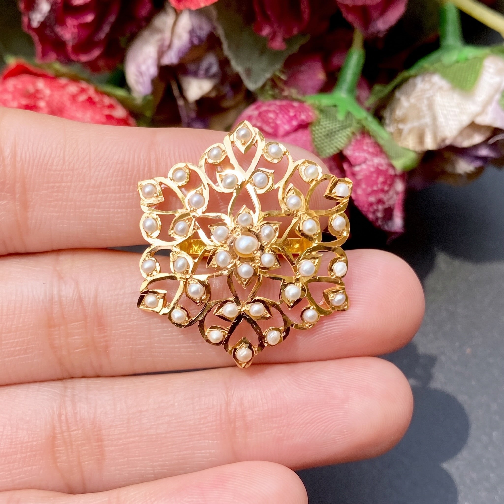 real gold pearl ring bengali design