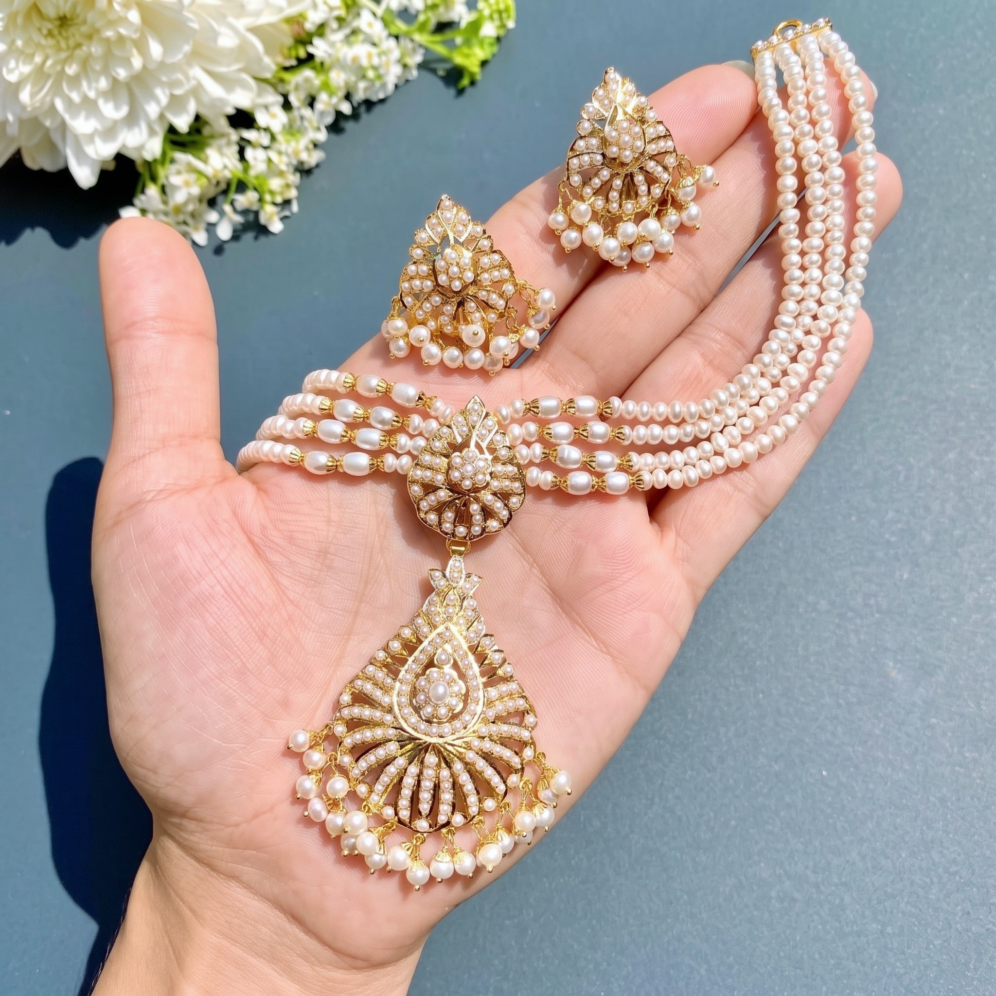 pearl mala neckalce