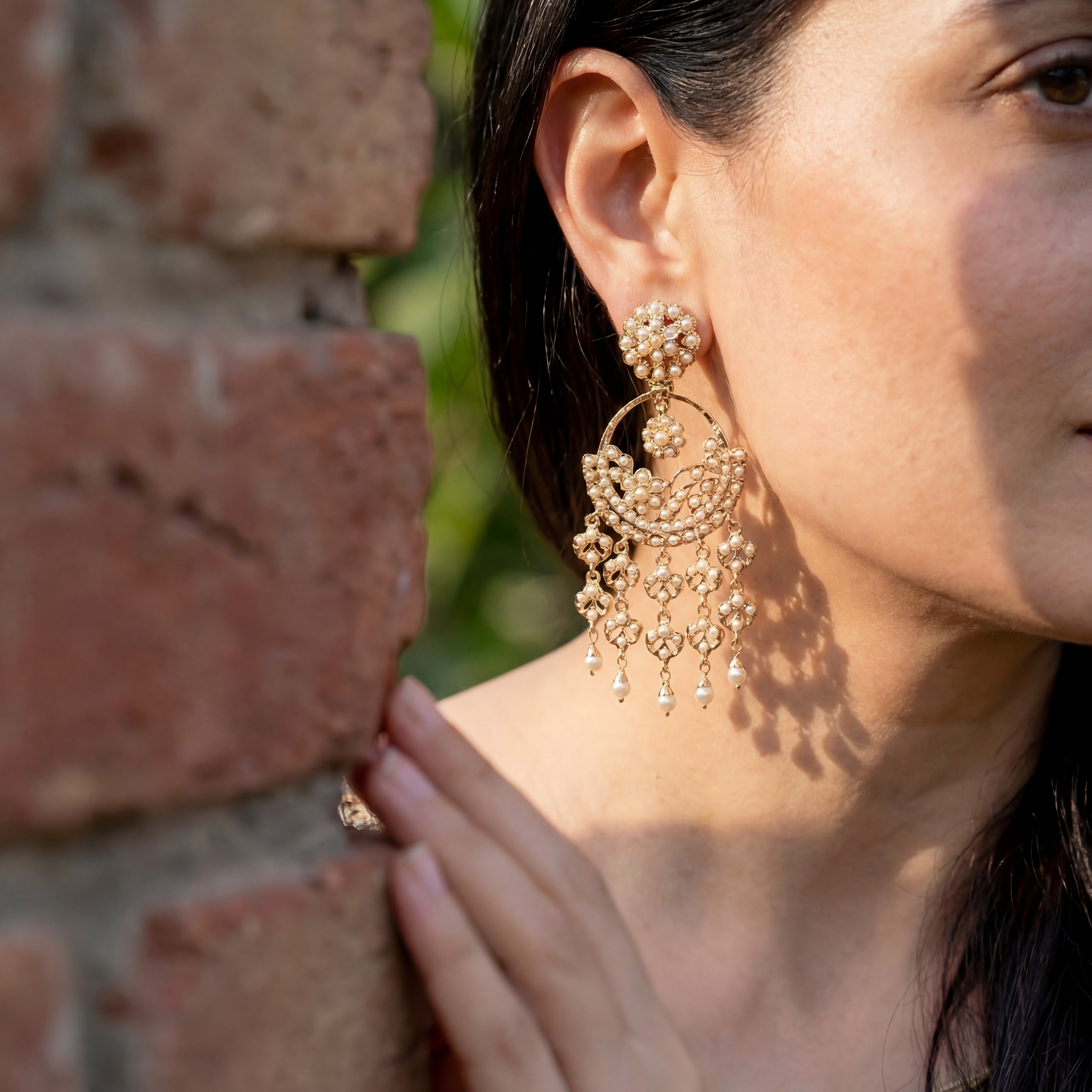 Middle Eastern Style Pearl Earrings | Fusion Chandbali On 925 Silver Base ER 672