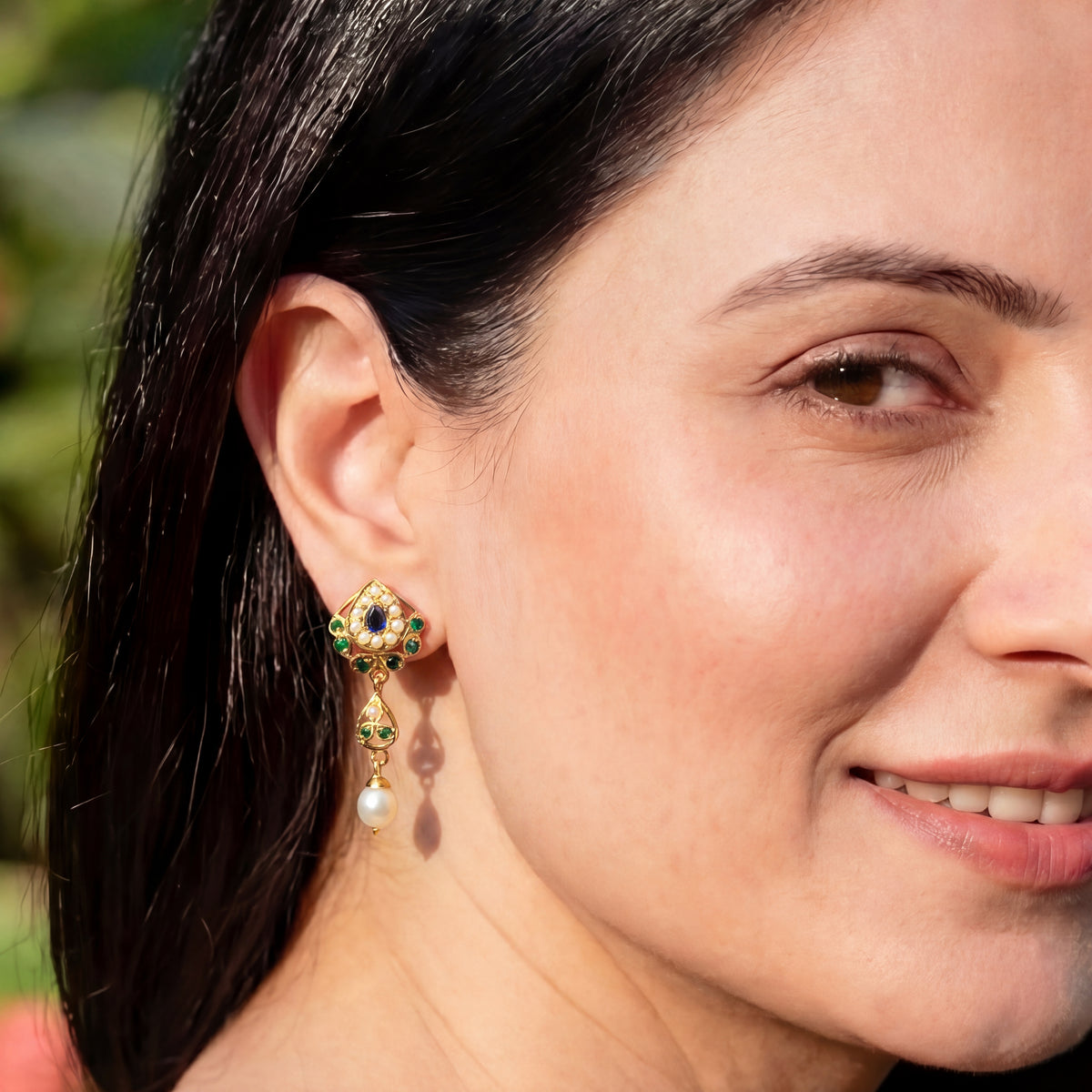 Dainty Jadau Stud Earrings | Gold Plated on 925 Silver ER 691