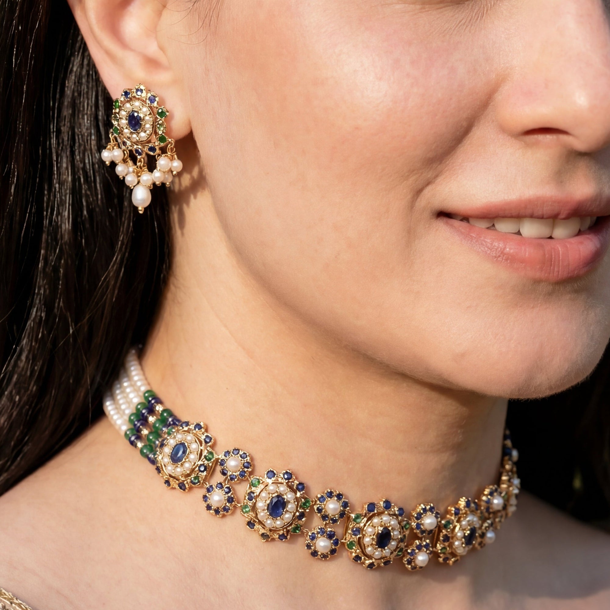 Sleek Gold Plated Choker Set | 925 Silver Gold Plated | Exquisite Design NS 382