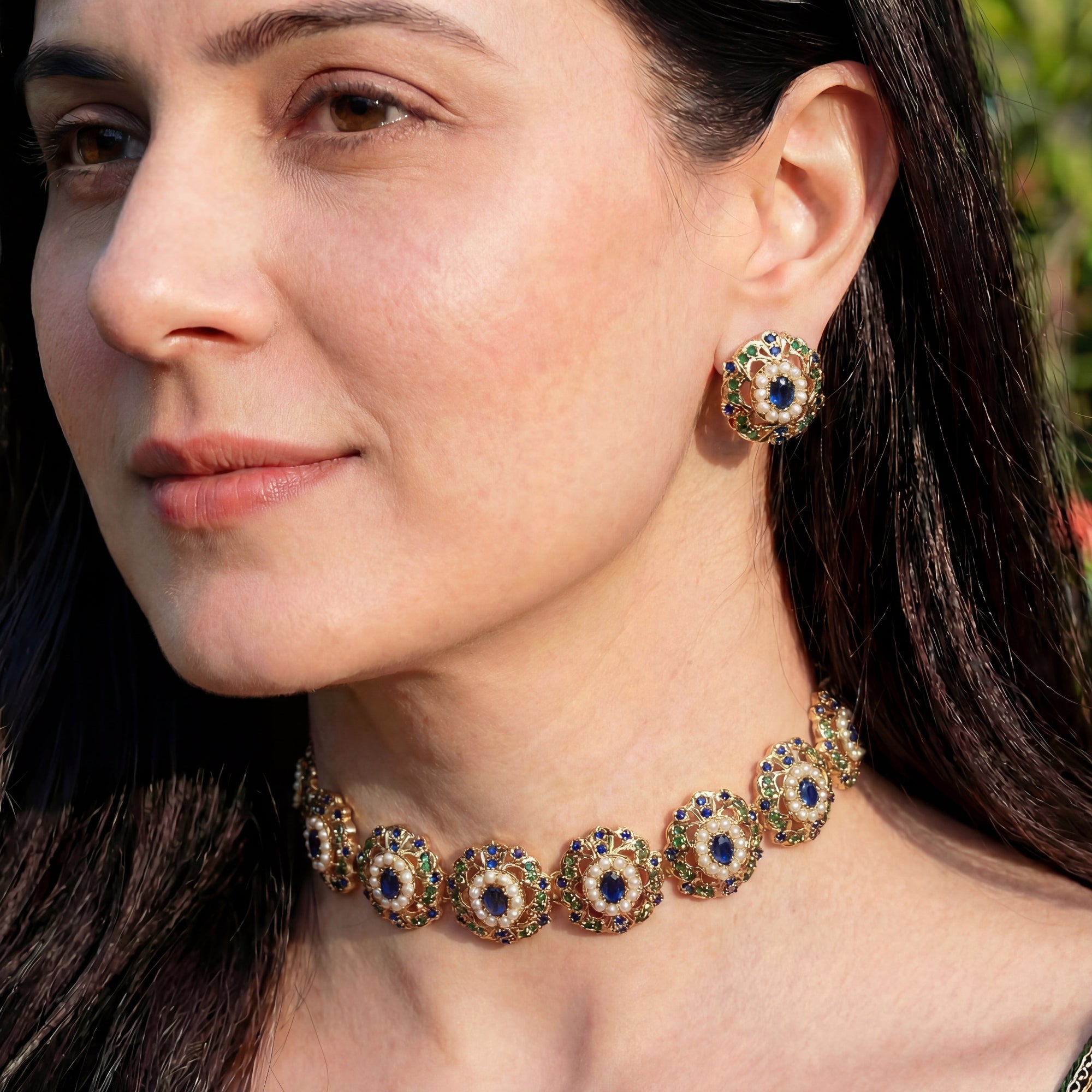 లైట్ వెయిట్ జడౌ చోకర్ | నీలం చోకర్ సెట్ | NS 483