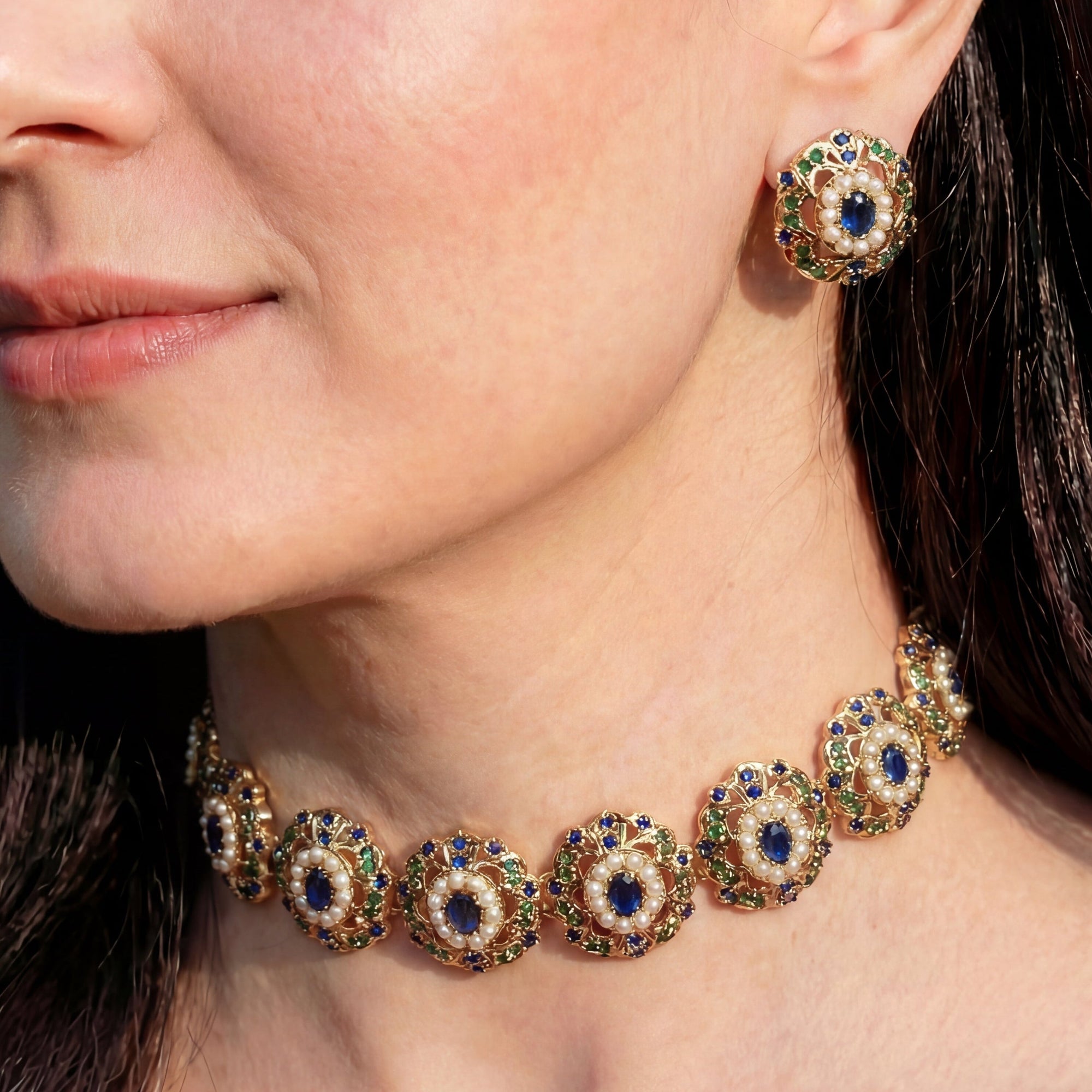 లైట్ వెయిట్ జడౌ చోకర్ | నీలం చోకర్ సెట్ | NS 483