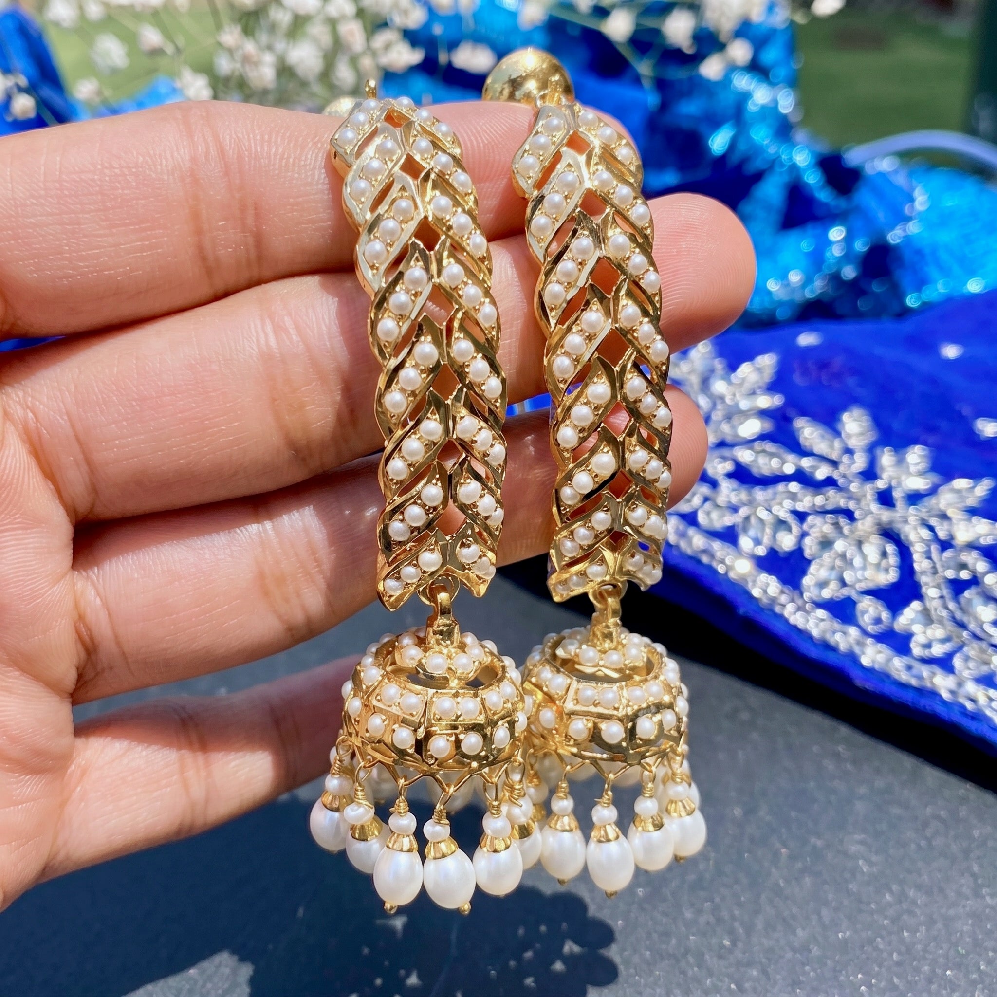 Pearl Dandi Jhumki Earrings | Gold Plated on Sterling Silver ER 076
