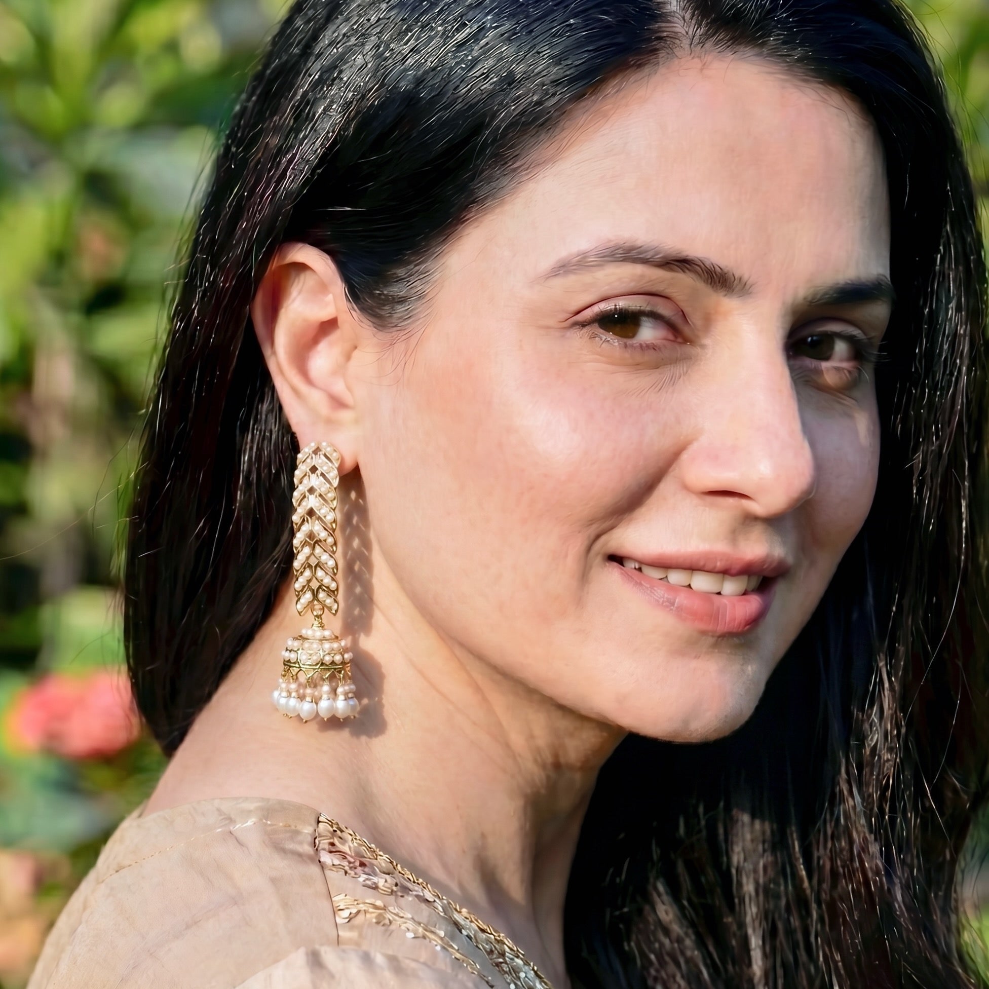 Pearl Dandi Jhumki Earrings | Gold Plated on Sterling Silver ER 076