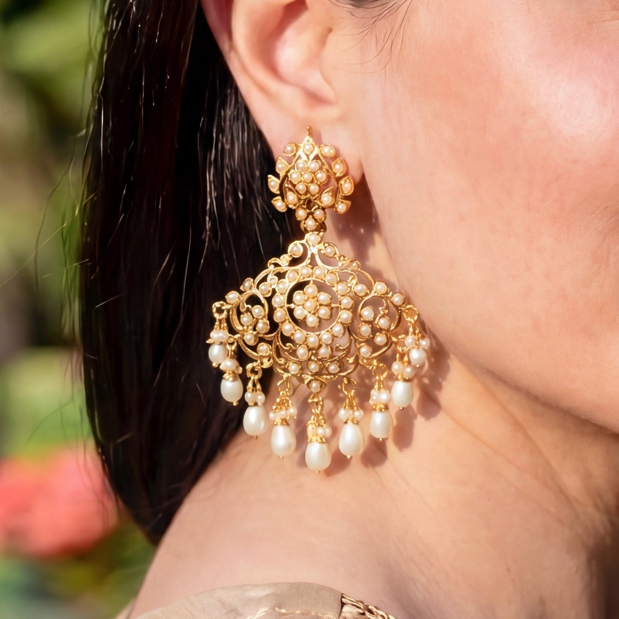 Elegant Pearl Danglers for Women | Gold Plated on Sterling Silver ER 680