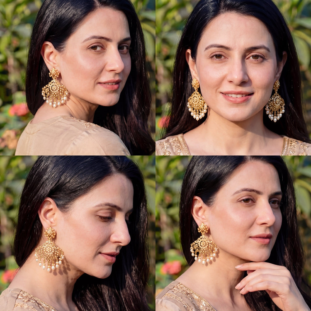 Elegant Pearl Danglers for Women | Gold Plated on Sterling Silver ER 680