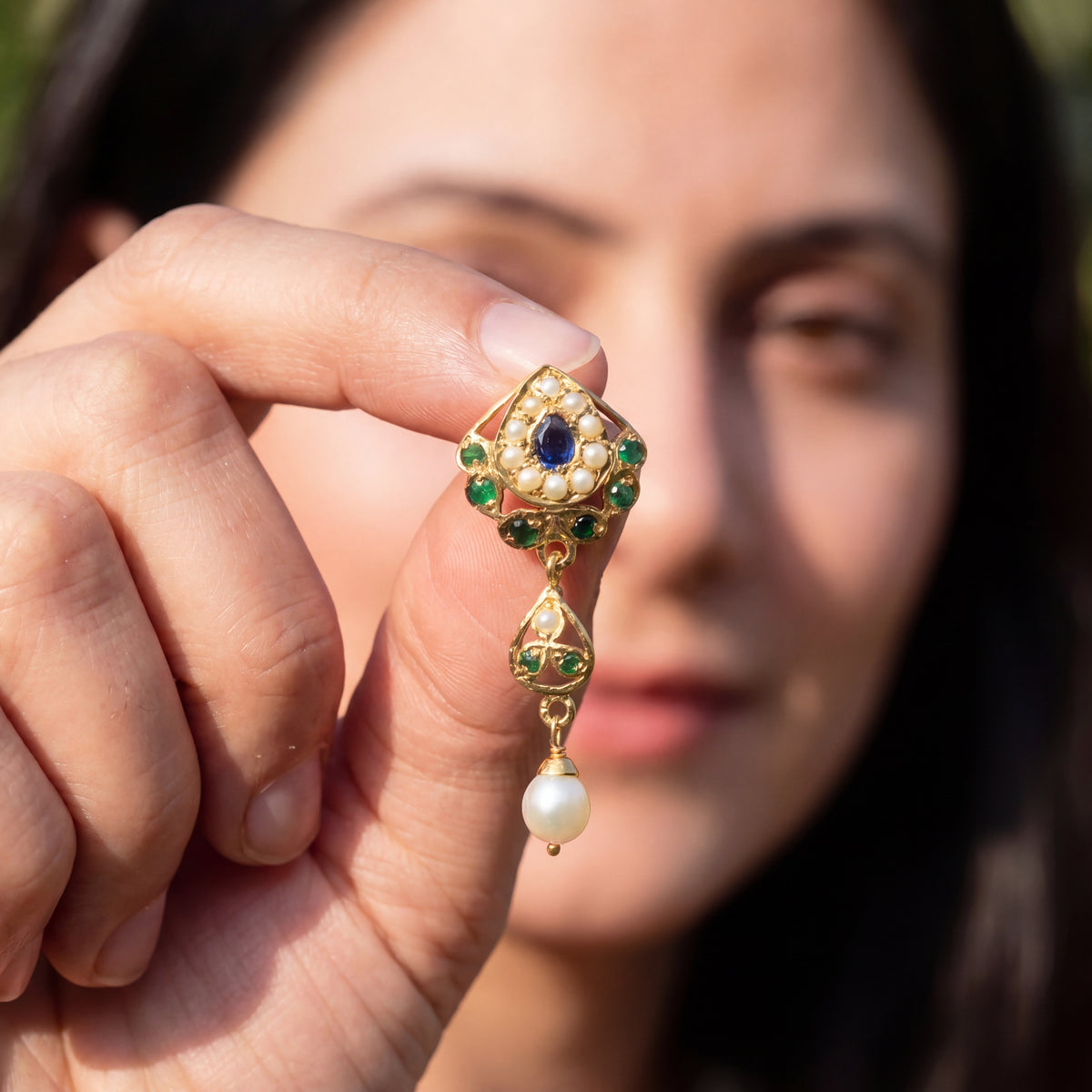 Dainty Jadau Stud Earrings | Gold Plated on 925 Silver ER 691