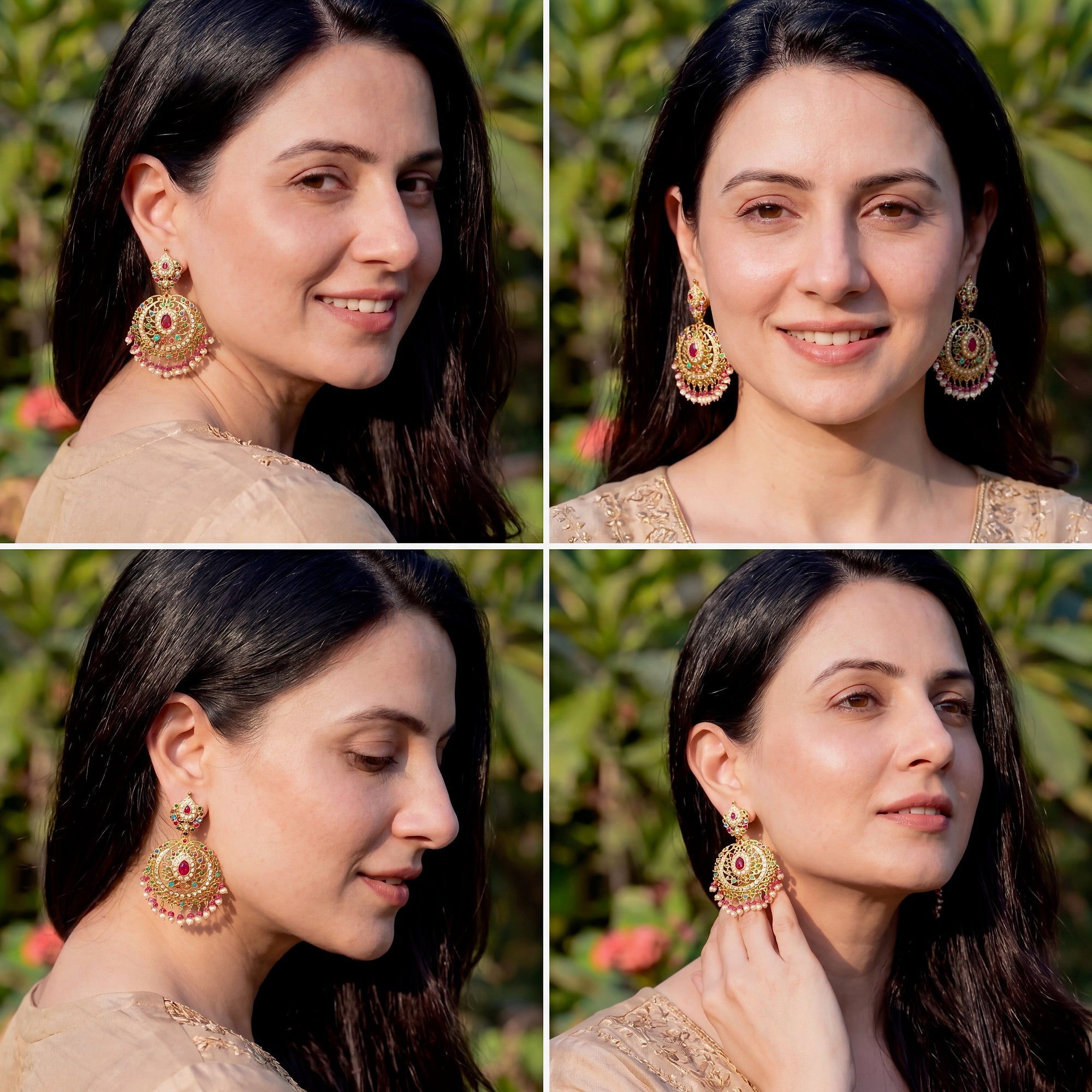 Jadau Earrings in Navratna Colours | Premium Quality Indian Jewellery ER 404