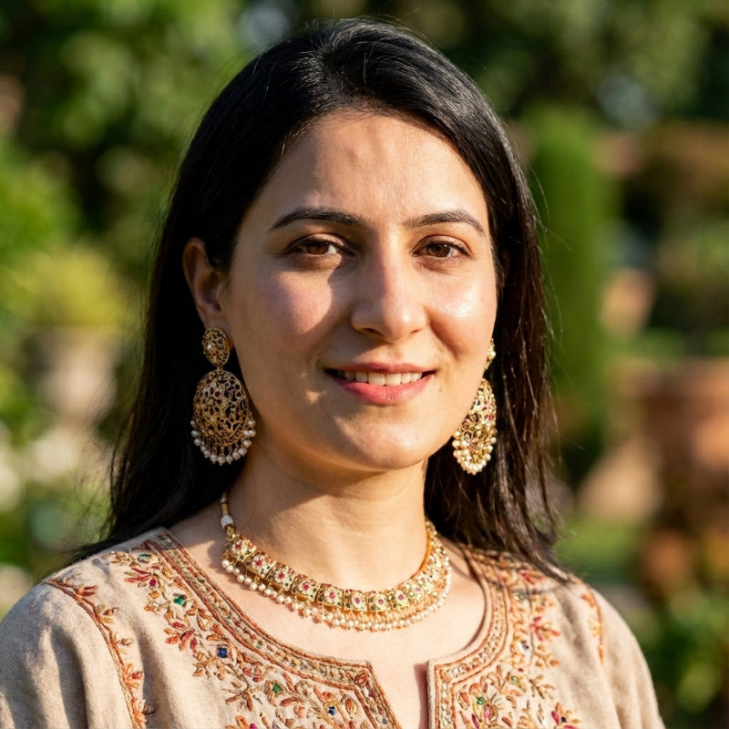 Elegant Jadau Set in Multicolor | Gold Plated Silver NS 431