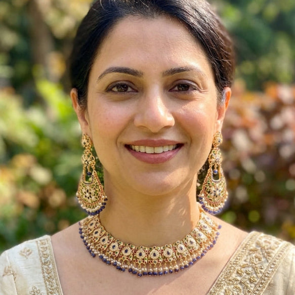 బ్రైడల్ వేర్ ఆభరణాలు | సాంప్రదాయ నెక్లెస్ & స్టేట్మెంట్ చెవిపోగులు NS 450