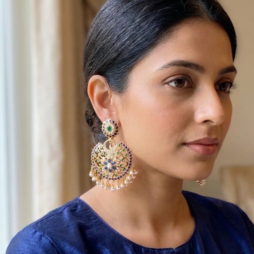 Evergreen Chandbali Earrings | Heritage Indian Jewellery | Mughal Era Jewellery | ER 428
