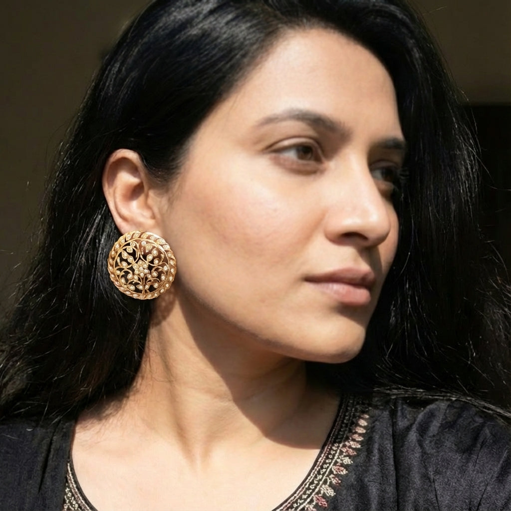 Statement Stud Earrings | Large Round Pearl Stud Earrings ER 355