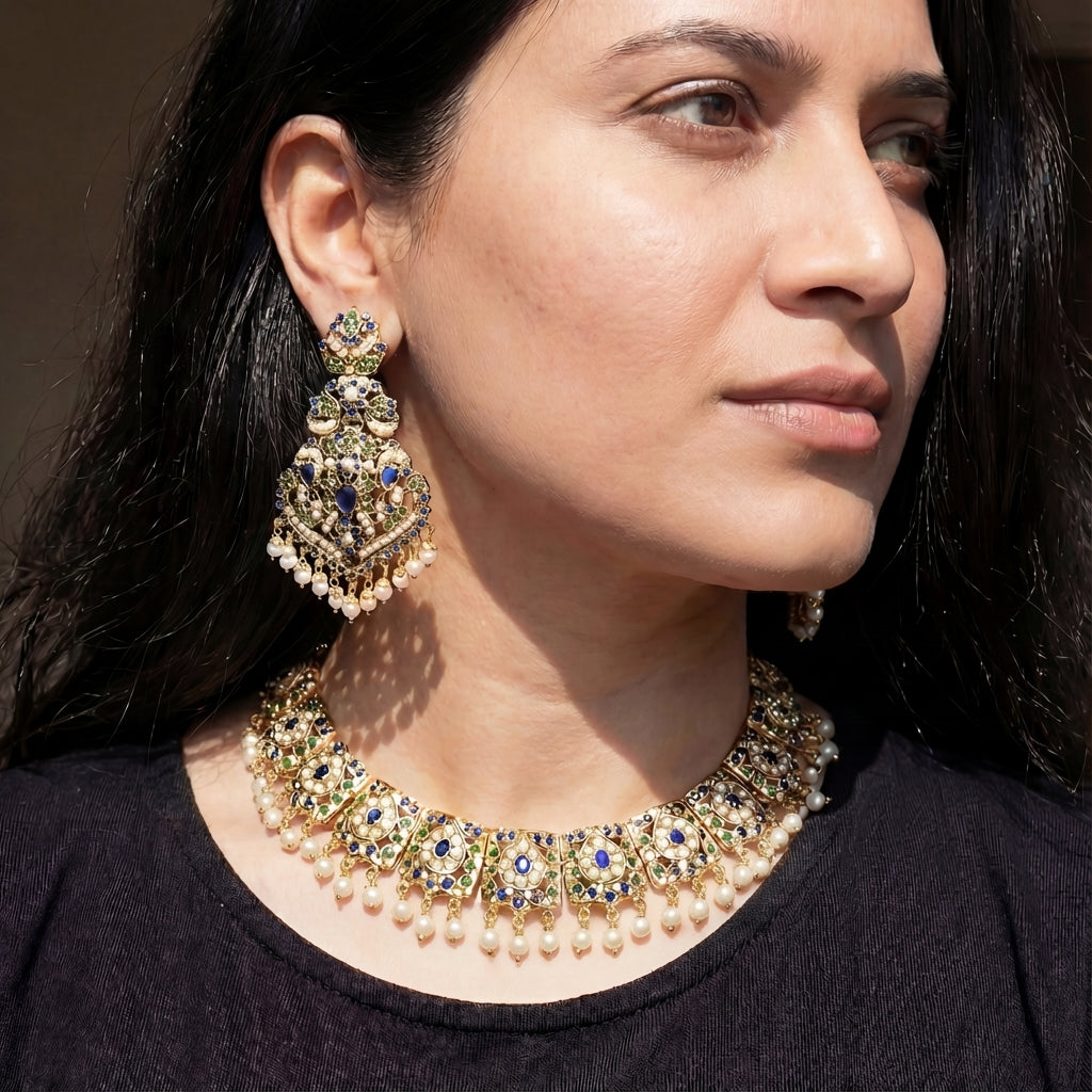 Necklace Set with Statement Earrings | Traditional Indian Jewellery NS 244