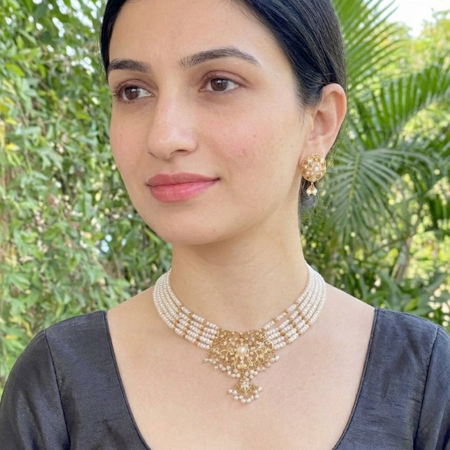 Multi Strand Pearl Necklace | Layered Choker Set | Sitarami Set NS 203