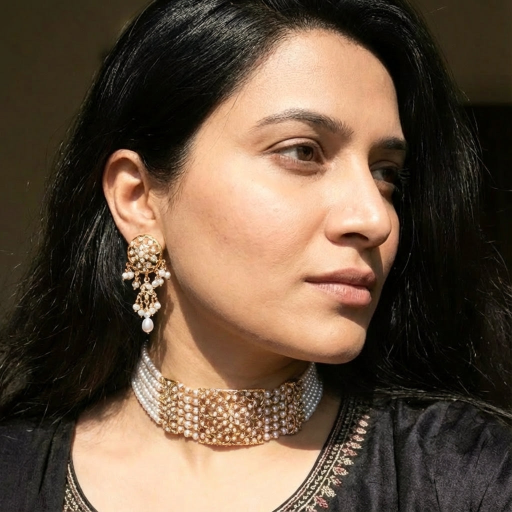 Classic Pearl Choker Set | Real Freshwater Pearls NS 428