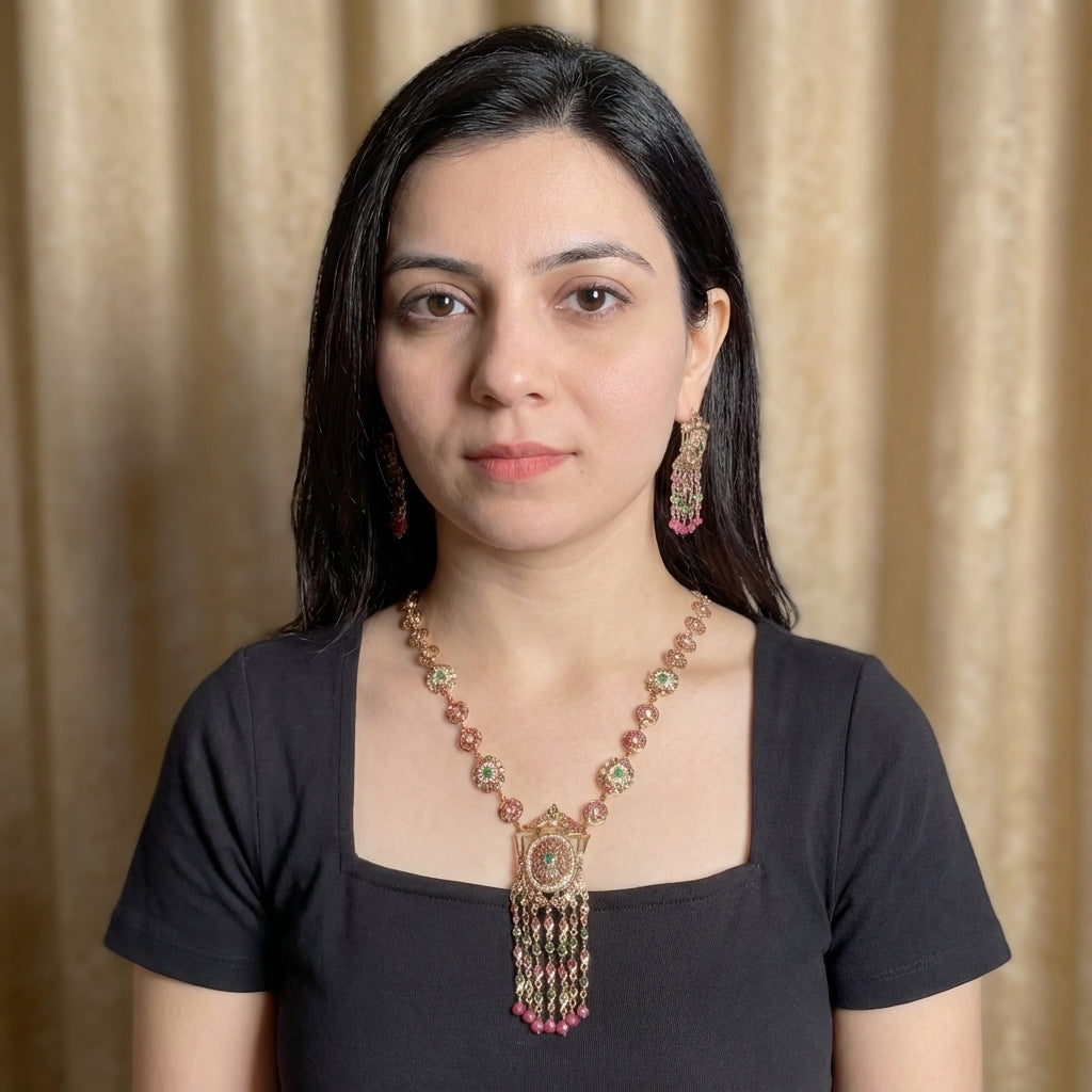 Classy Arabian Styled Necklace Set | Gold Plated on Silver Base NS 440