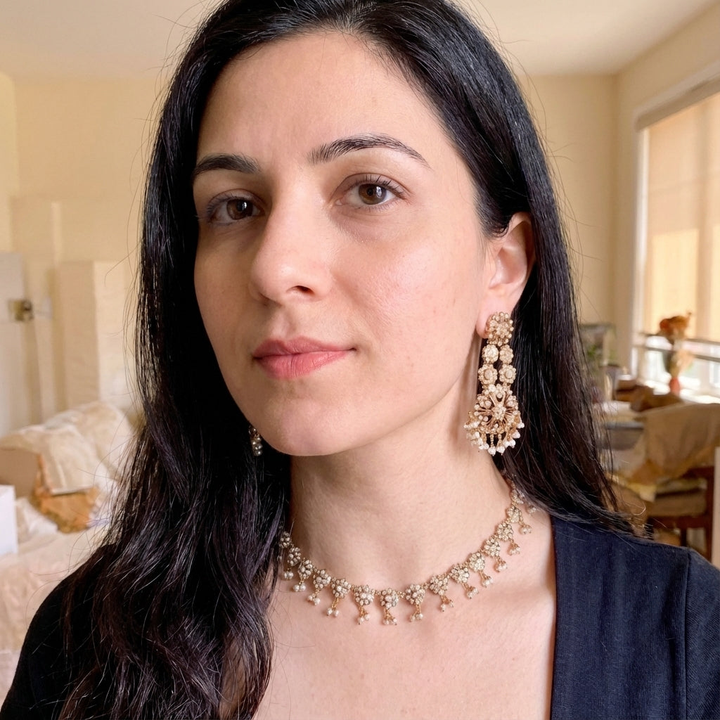 Pearl Set For Women | Fine Gold Plated Indian Pearl Jewelry NS 374