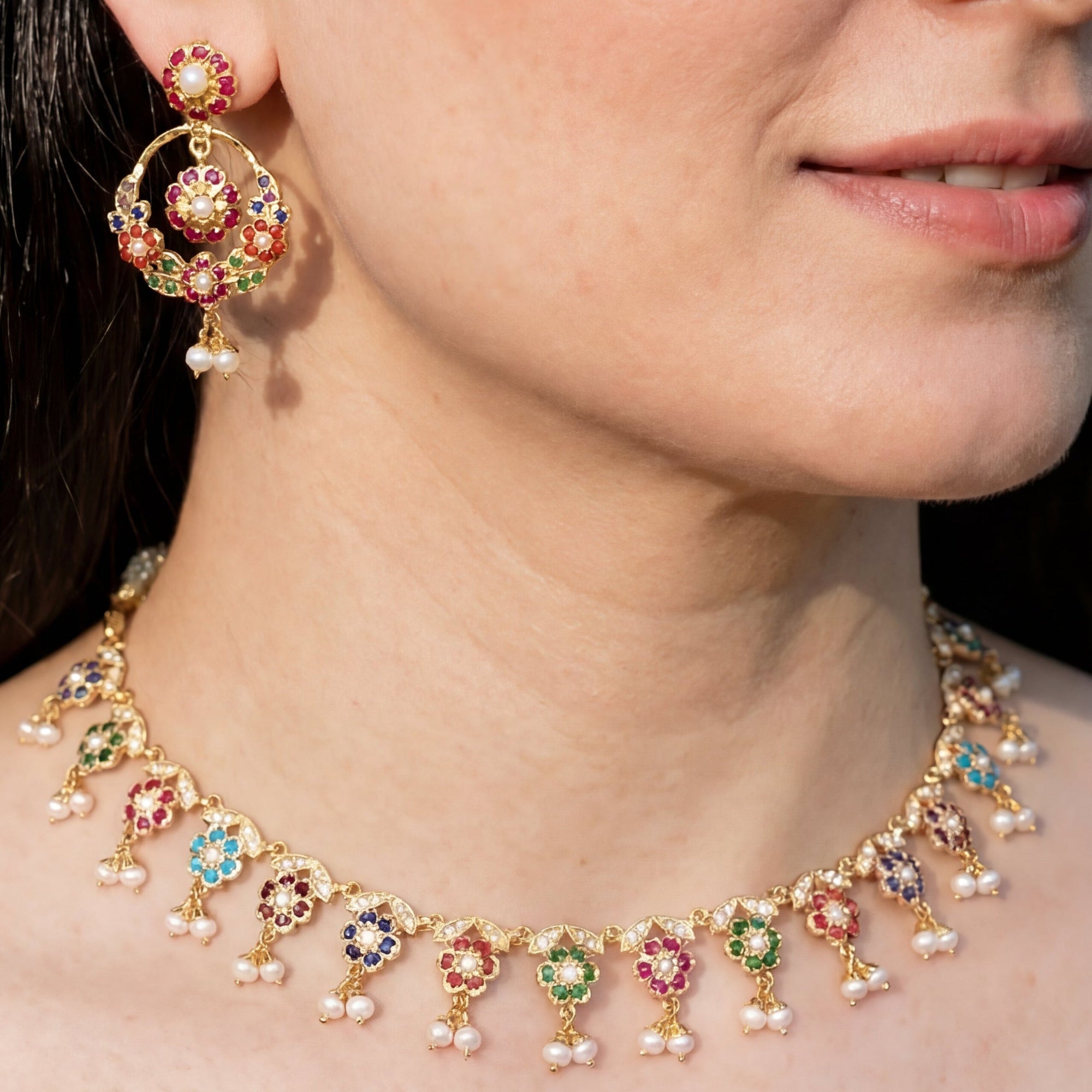 सुरुचिपूर्ण और नाजुक नवरात्रि सेट | भारतीय नवरात्रि आभूषण NS 238