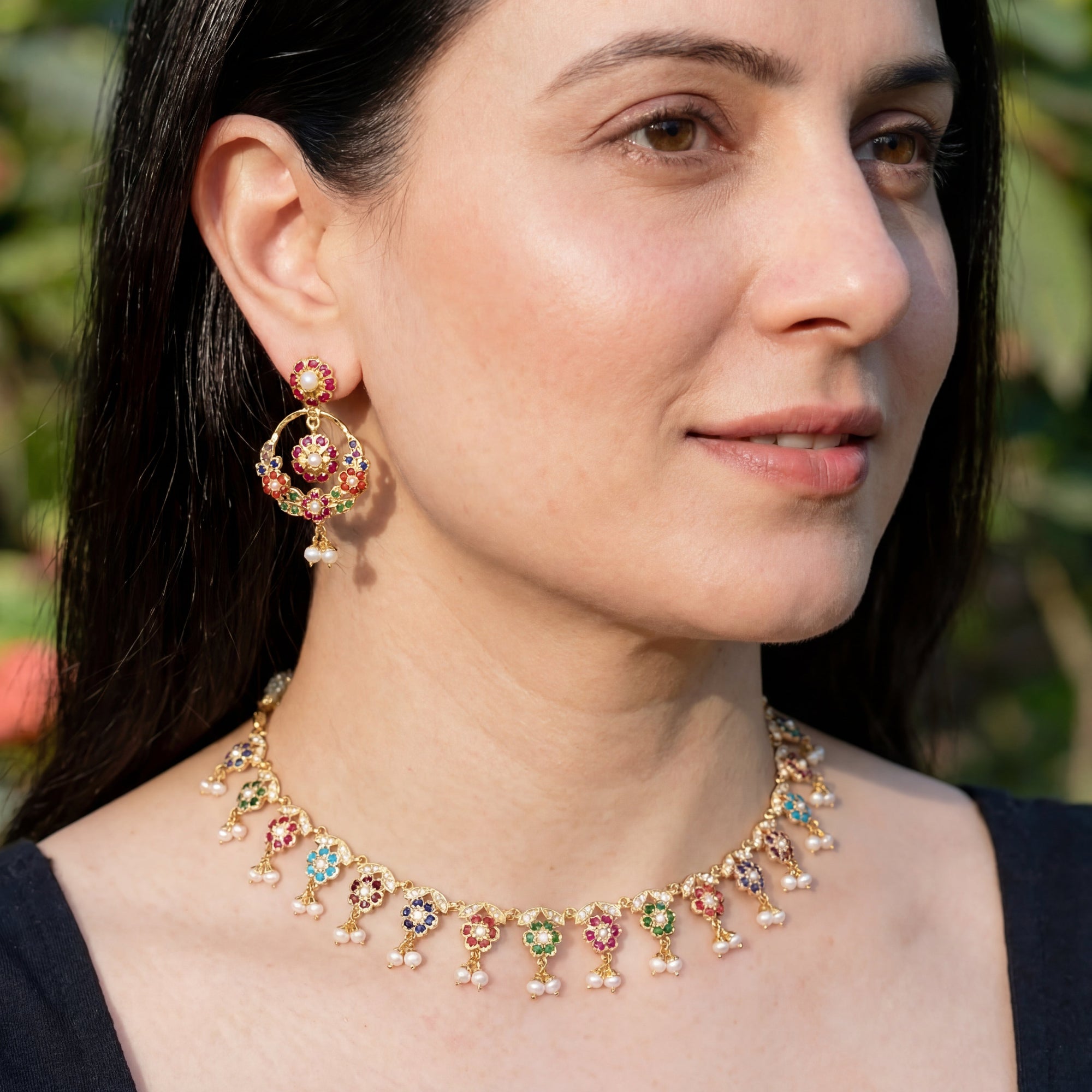 Elegant and Delicate Navratna Set | Indian Navratna Jewellery For Gifting NS 196