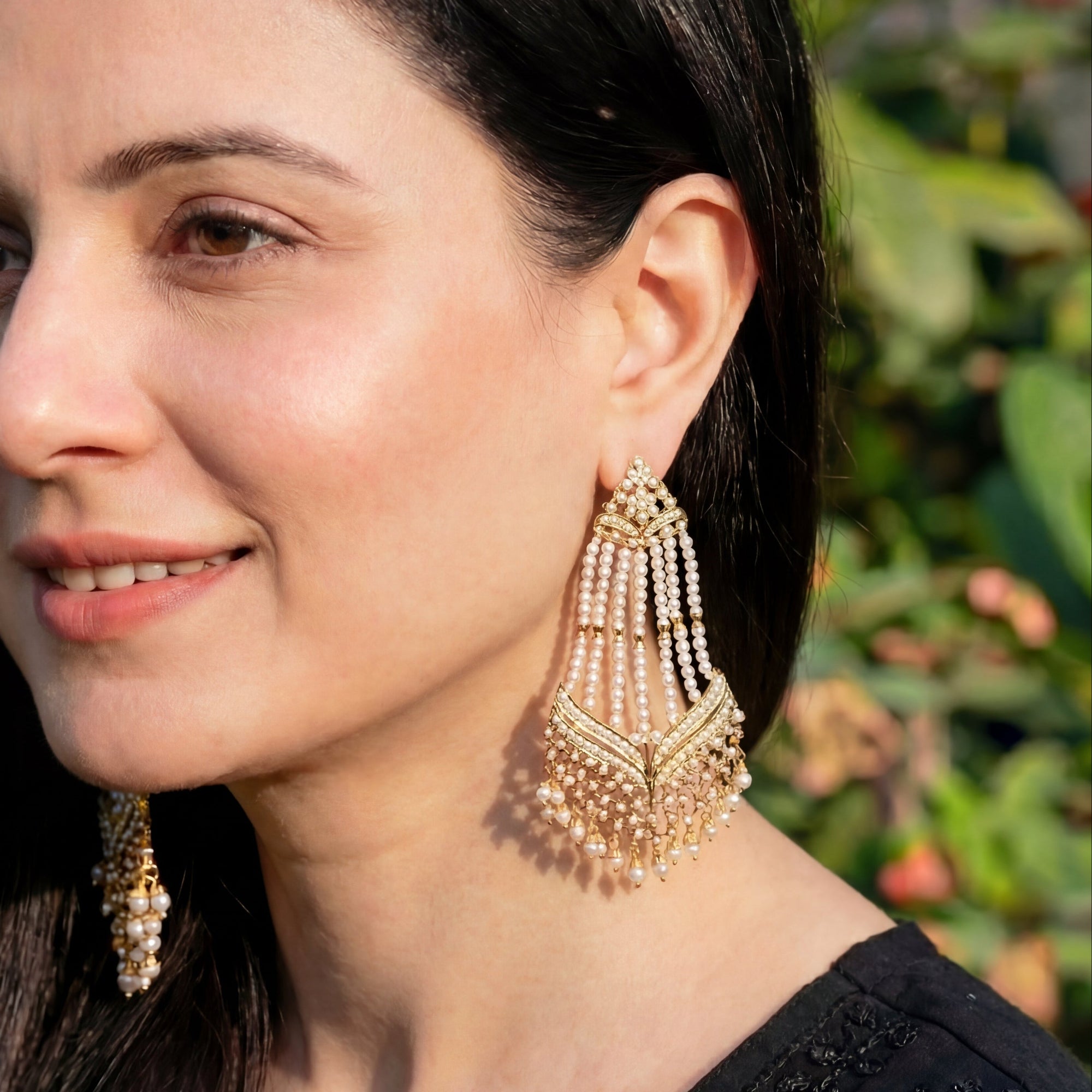 Classic Jhummer Style Pearl Earrings | Gold Plated Traditional Indian Earrings ER 593