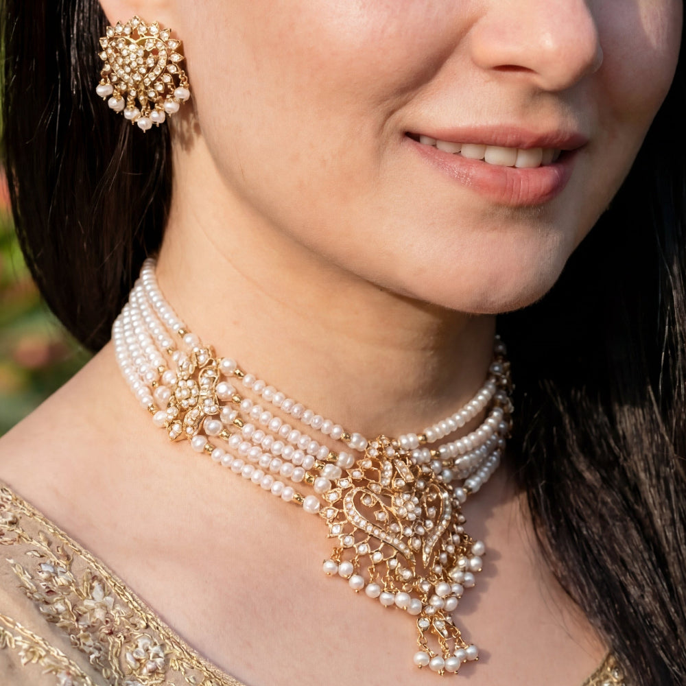 Traditional Pearl Choker | Ethnic Timeless Jadau Jewelry Design NS 412
