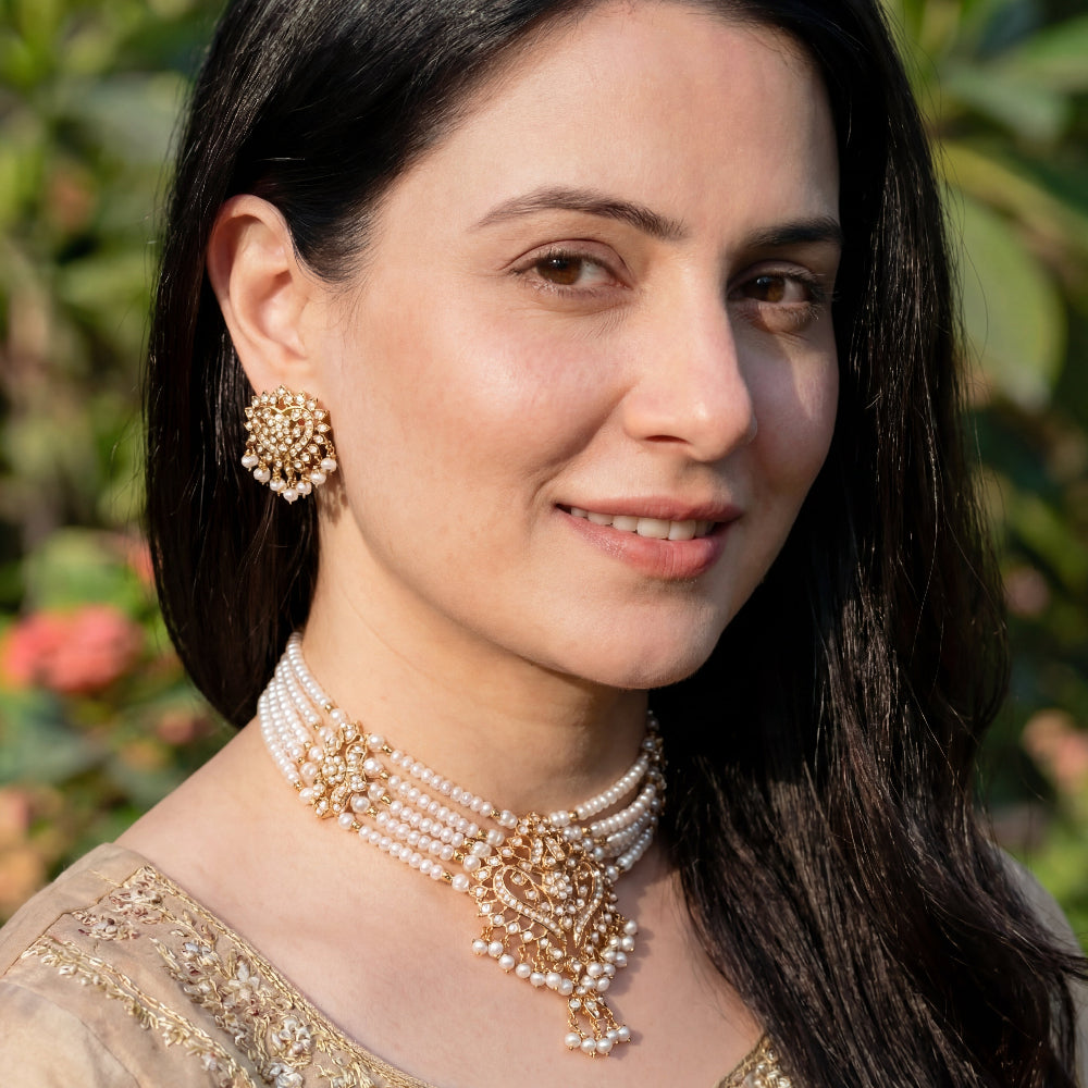 Traditional Pearl Choker | Ethnic Timeless Jadau Jewelry Design NS 412