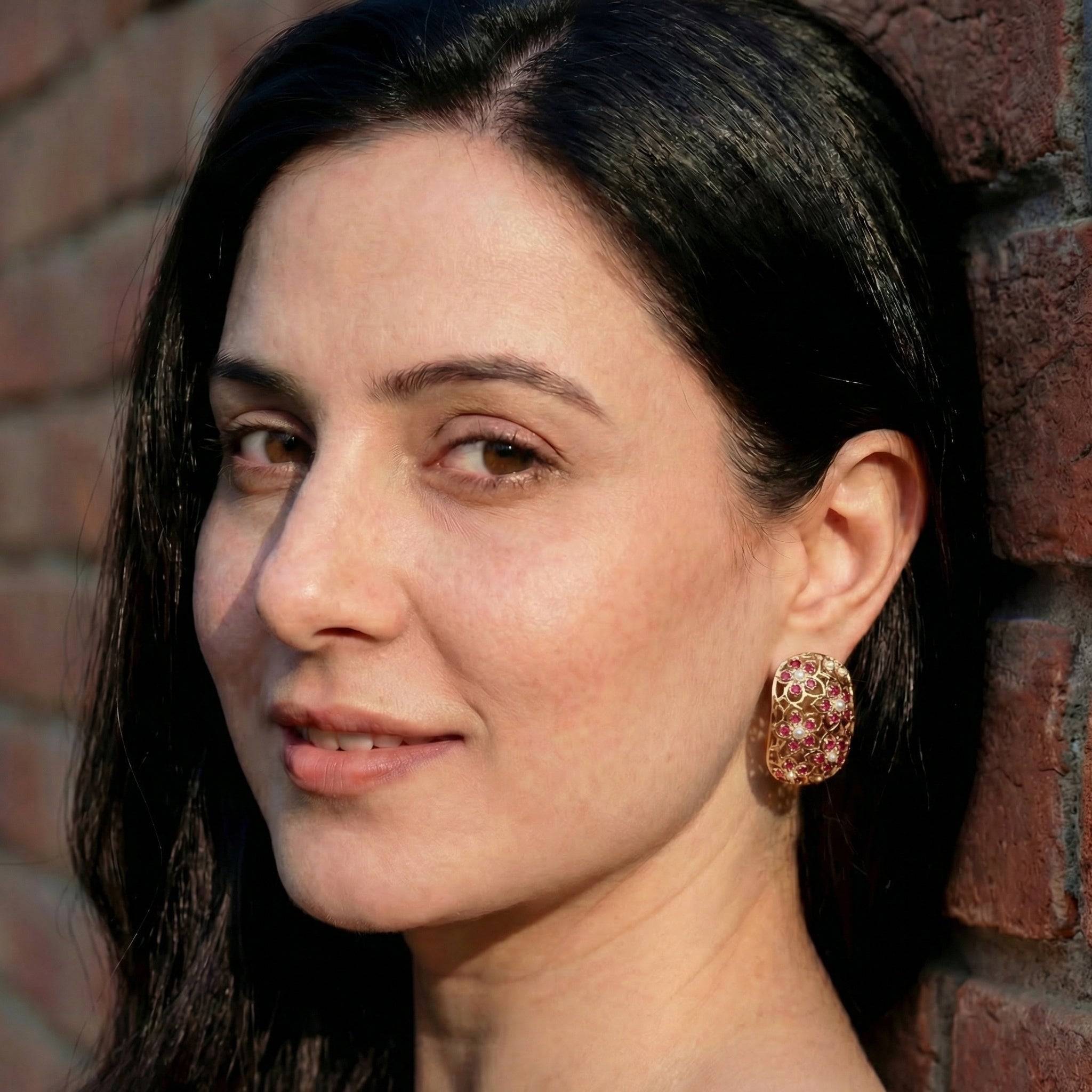 Ruby Stud Earrings | Indo Western Studs | Modern & Trendy Design | ER 432