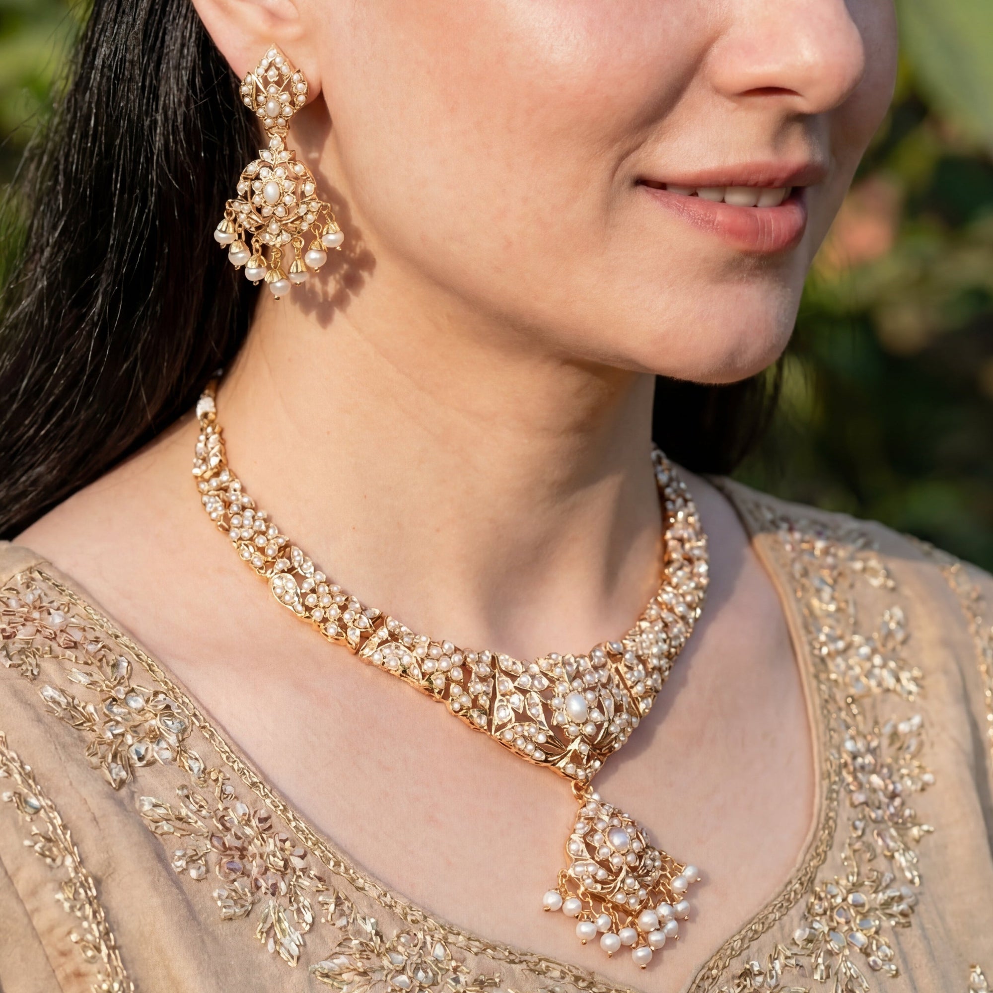 Elegant Pearl Necklace Set | NS 319