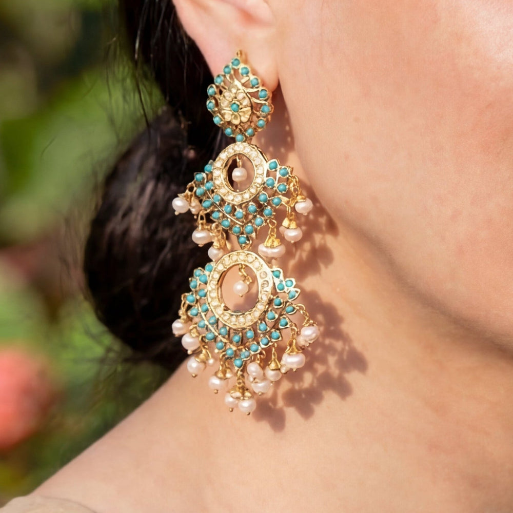 Turquoise Danglers | For Women | Pearl Jewelry Earrings ER 330