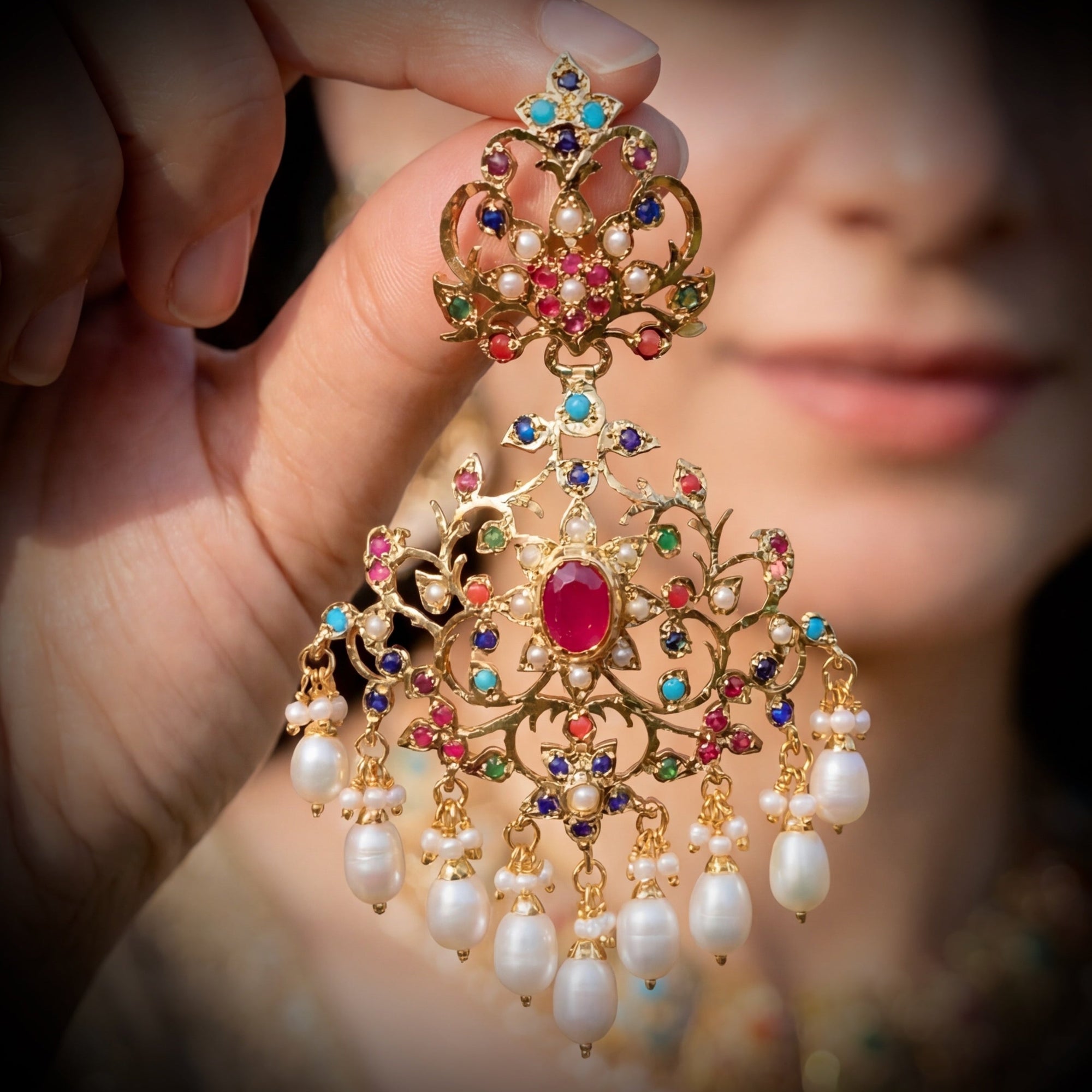 महिलाओं के लिए स्टेटमेंट नवरात्रि इयररिंग | पार्टी वियर | पंजाबी इयररिंग ER 338E