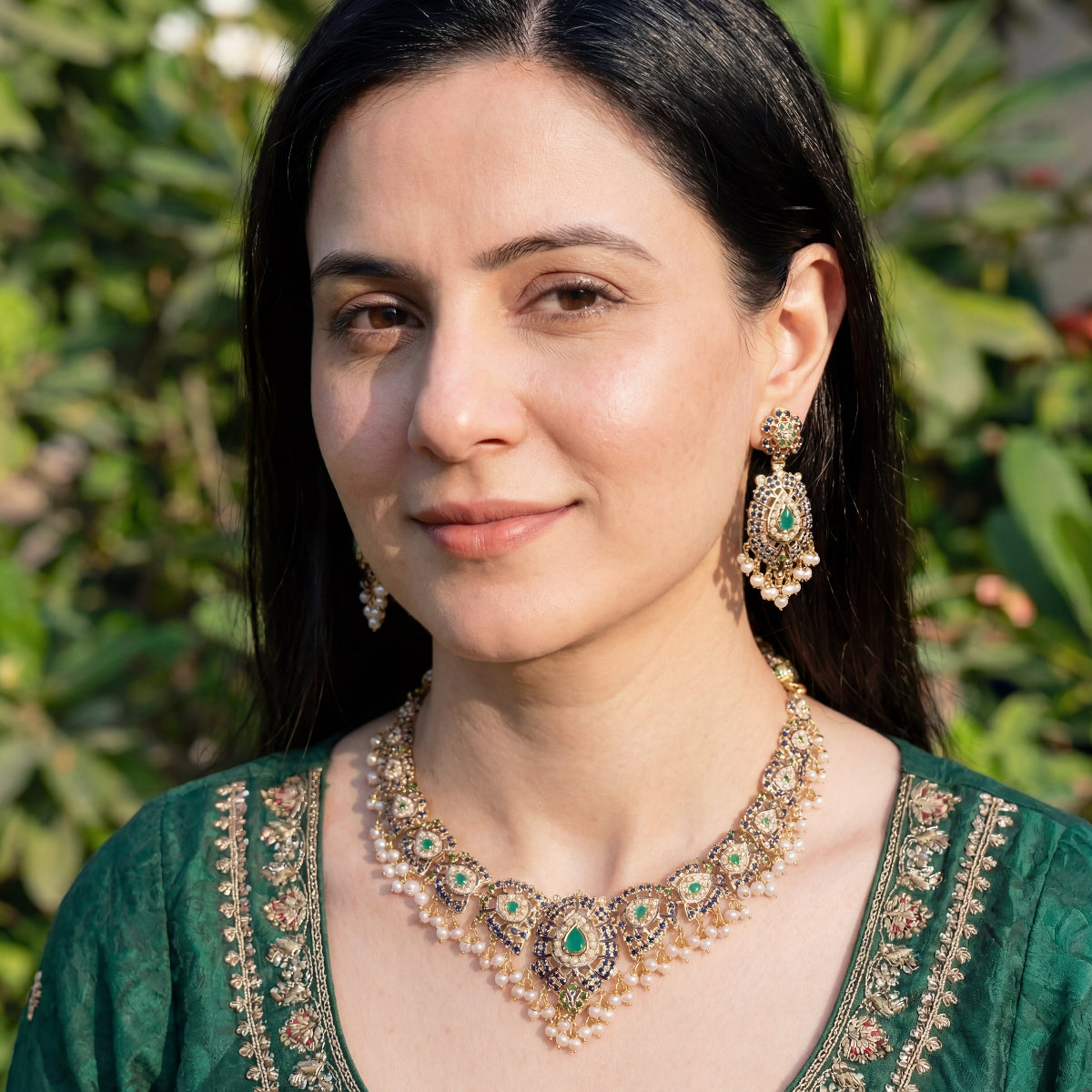 Elegant Stone Jewelry Set | Gold Plated Fashion Necklace Set | 925 Silver NS 379