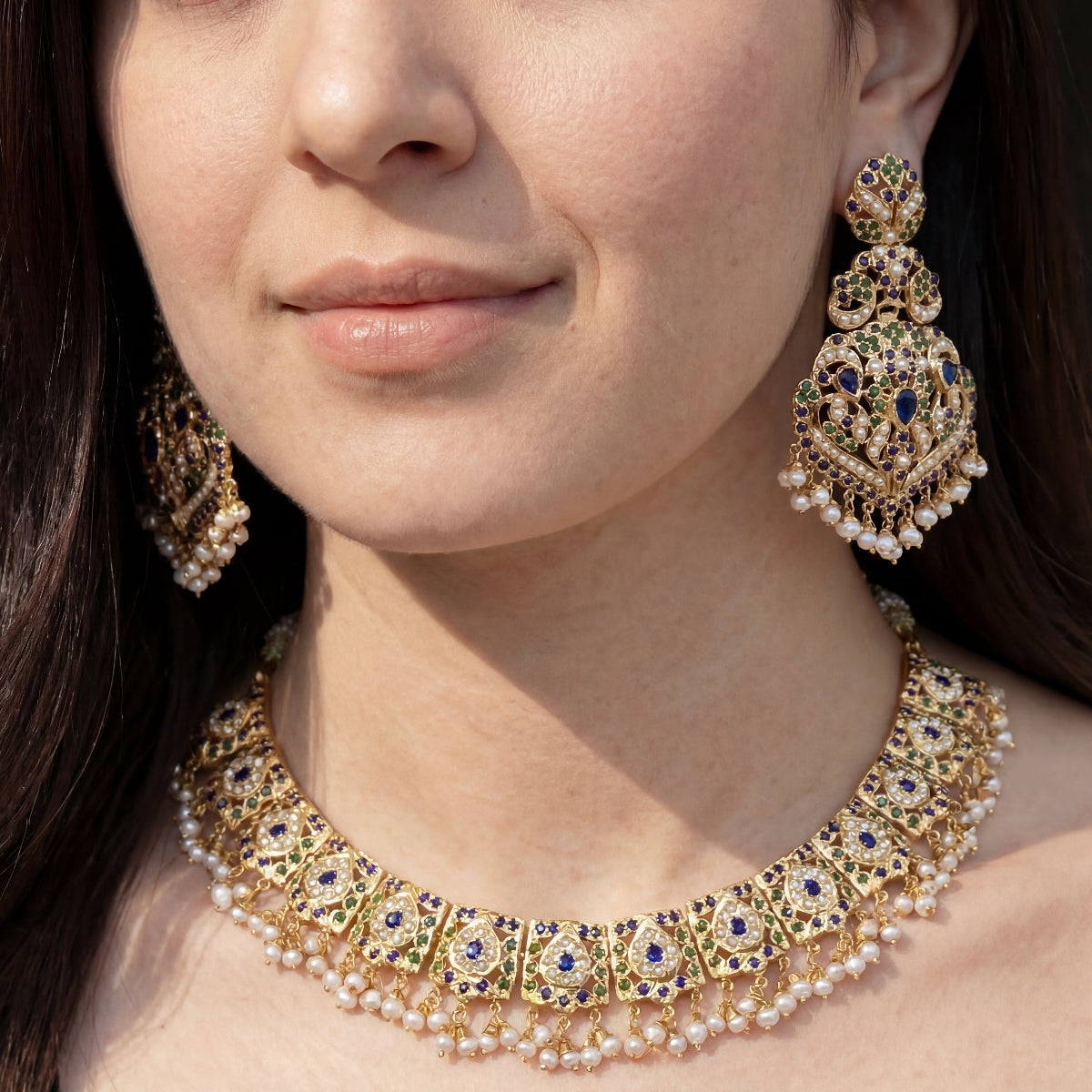 Necklace Set with Statement Earrings | Traditional Indian Jewellery NS 244