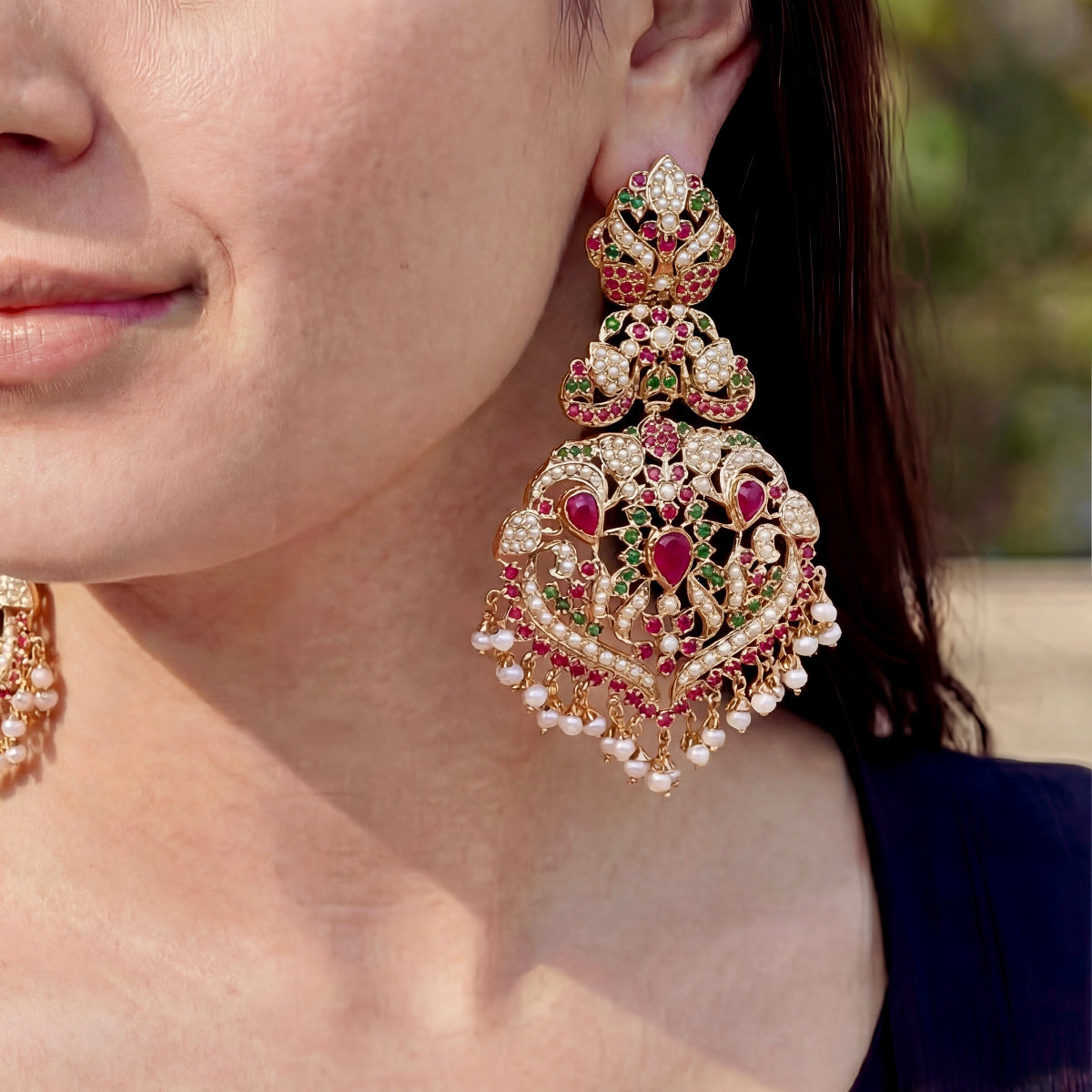 Heritage Indian Earrings | Traditional Jadau Jewellery | ER 440