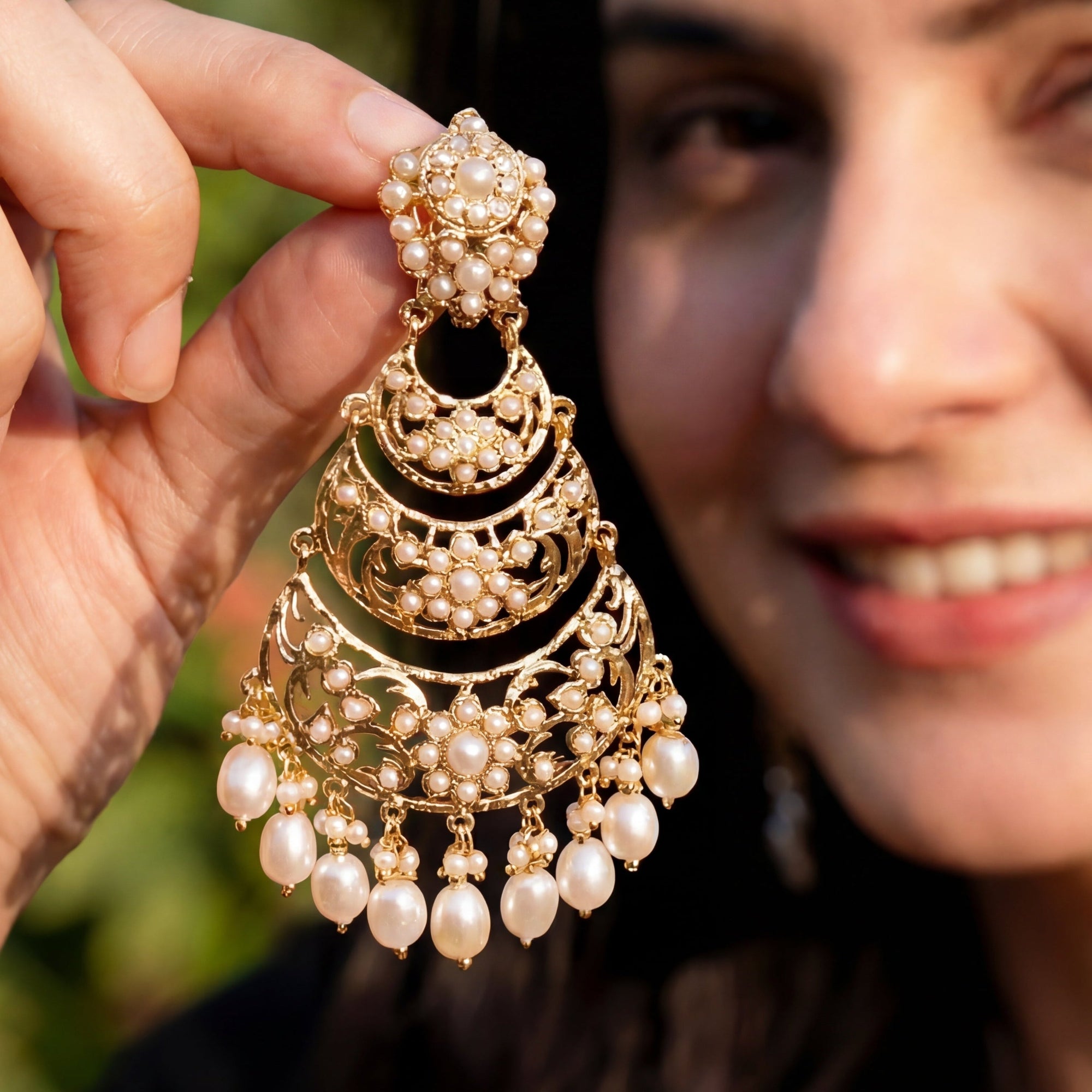 Multi Tier Pearl Earrings for Women | Authentic Freshwater Pearls on 925 Silver ER 626