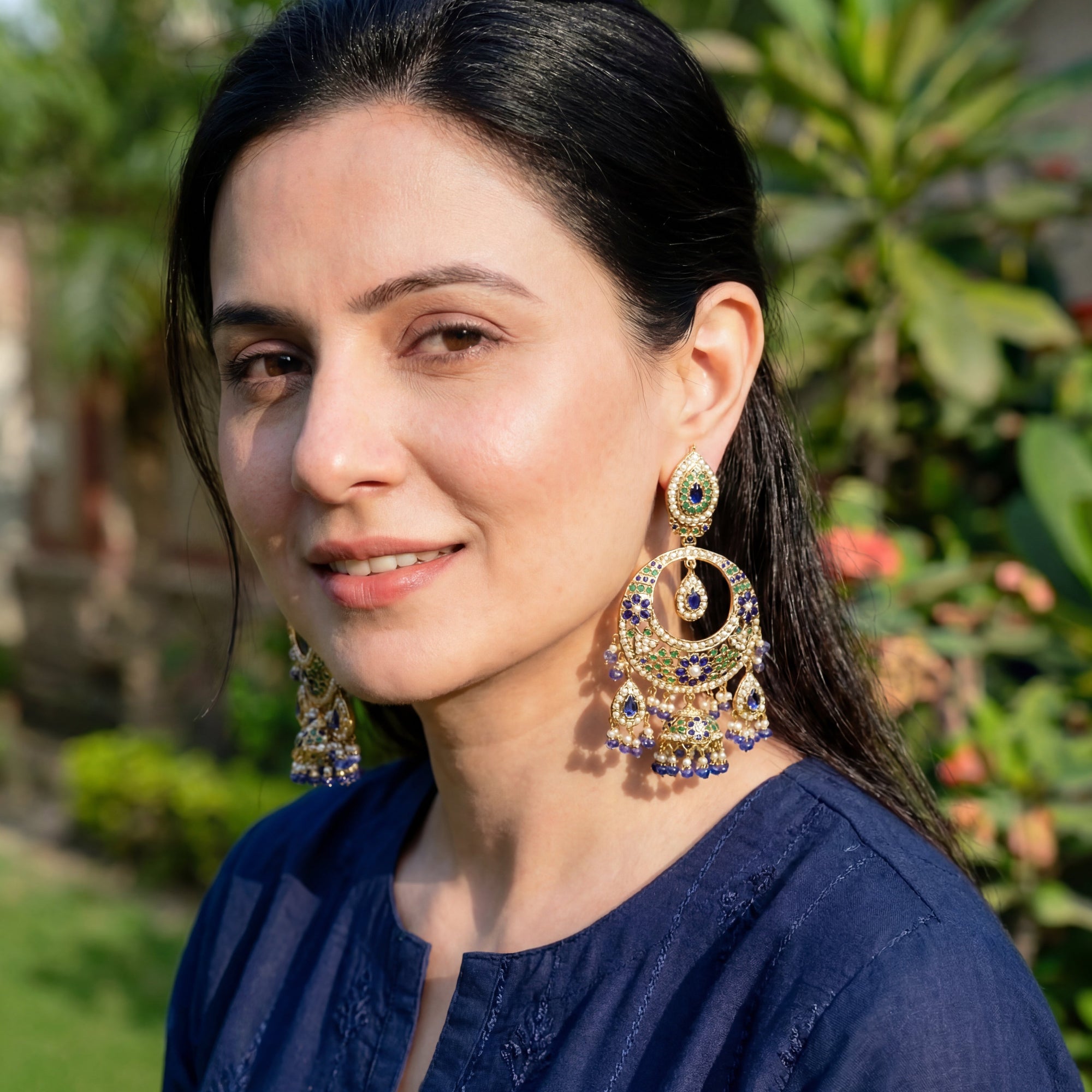 Huge Chandbali Earrings | Statement Jadau Danglers with Jhumka | Gold Plated ER 128