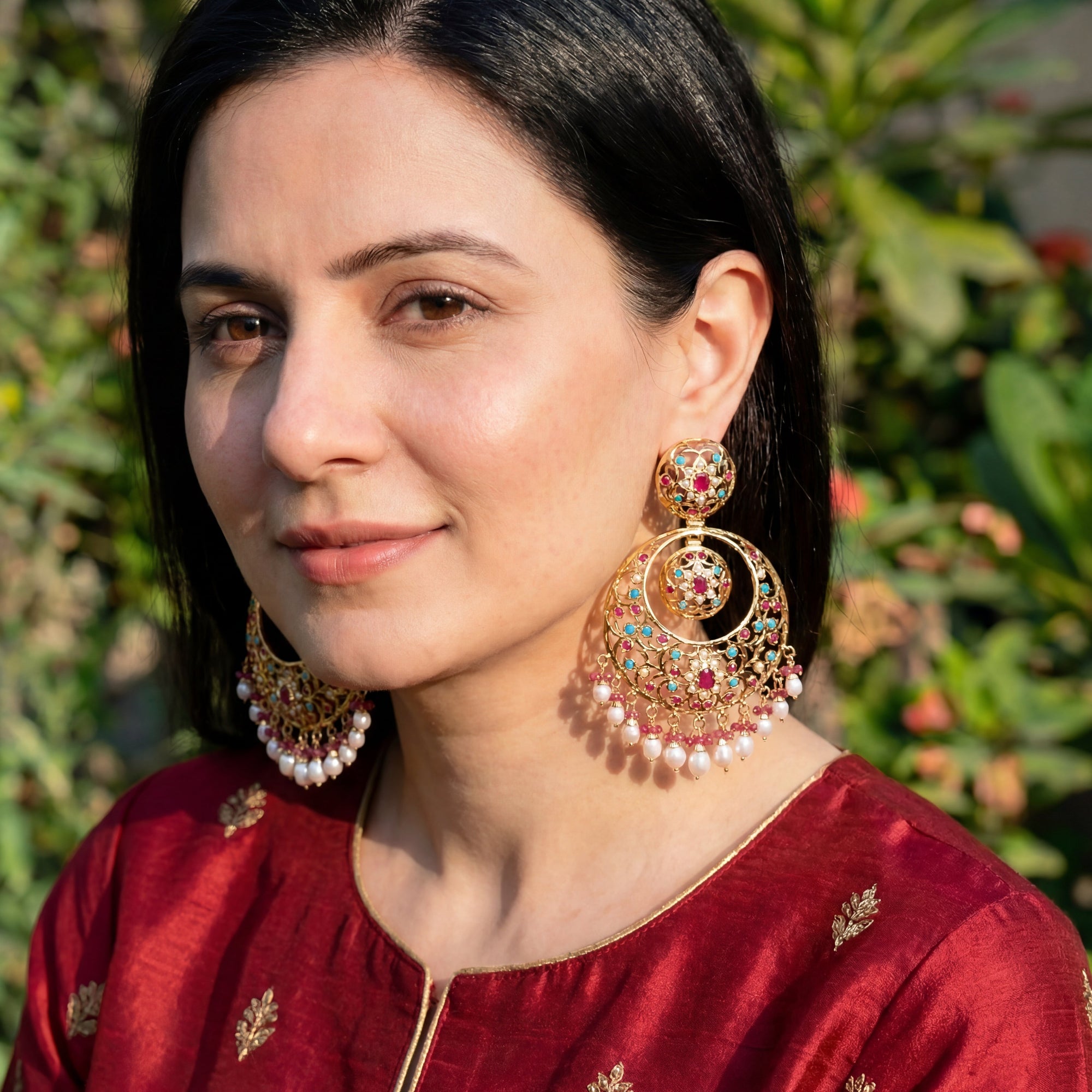 Gold Plated Chandbali Earrings | Sterling Silver Earrings with Gold Plating ER 337