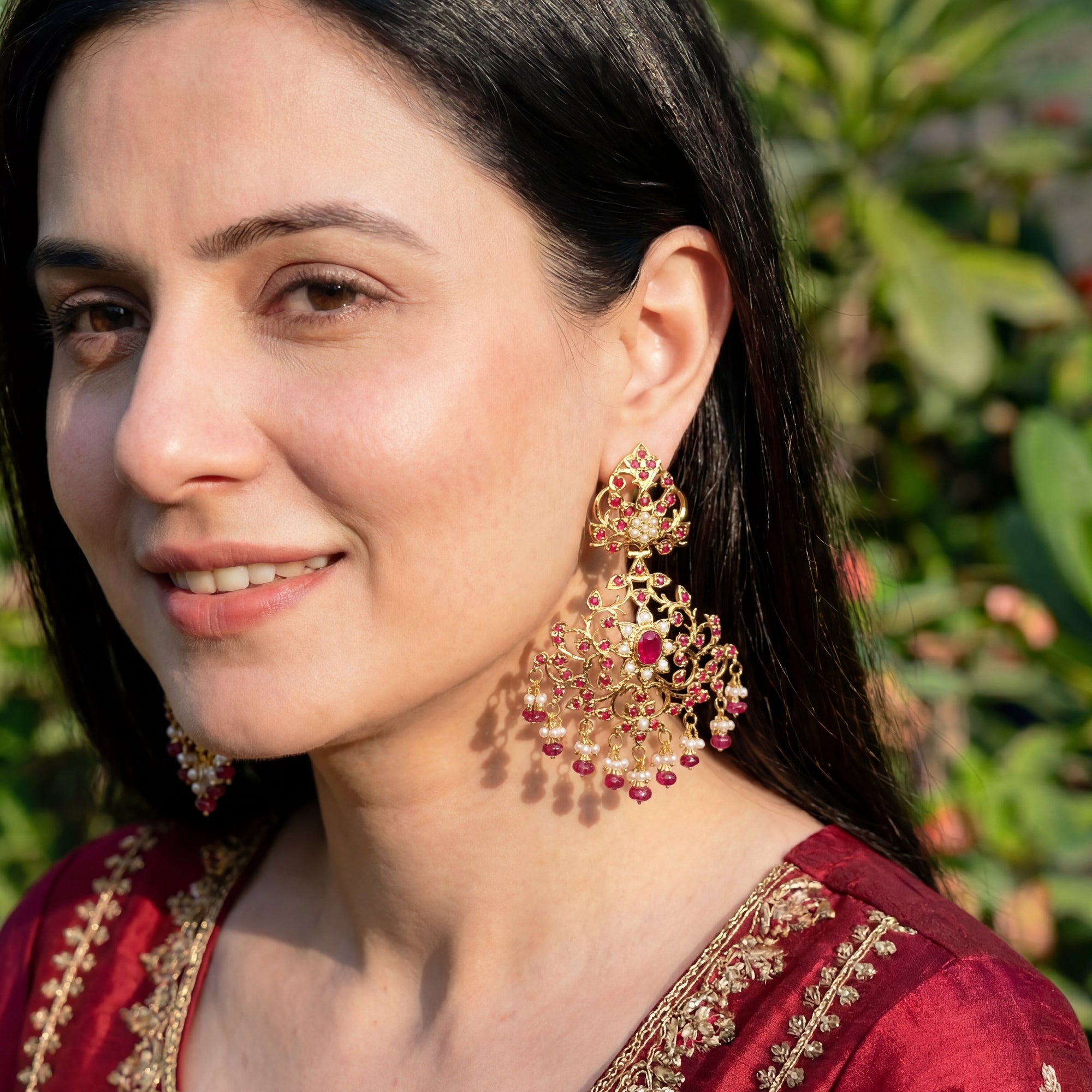 Antique Jadau Earrings in Gold Plated Silver ER 029