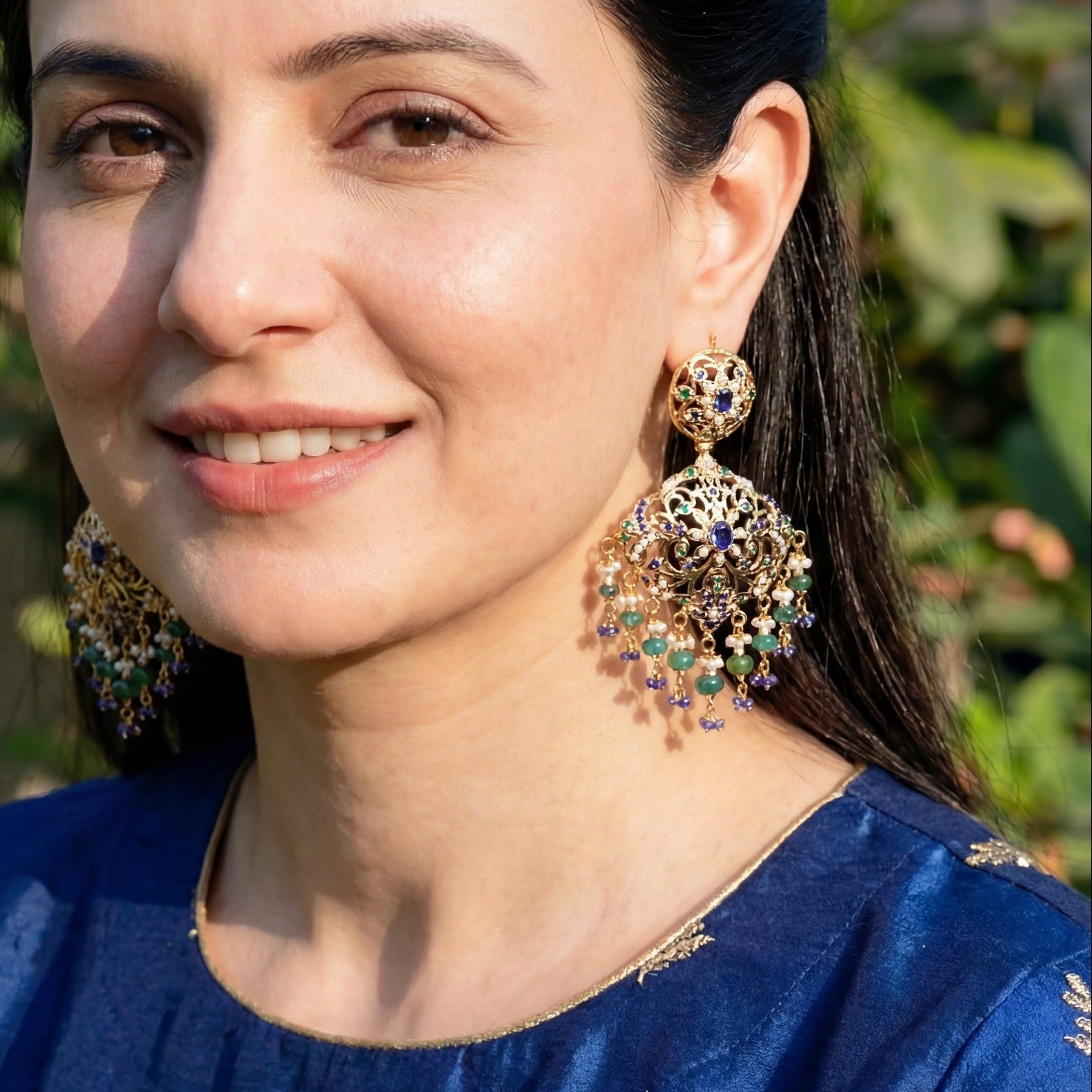 బంగారు పూతతో కూడిన వెండి ER 486లో రంగురంగుల చెవిపోగులు