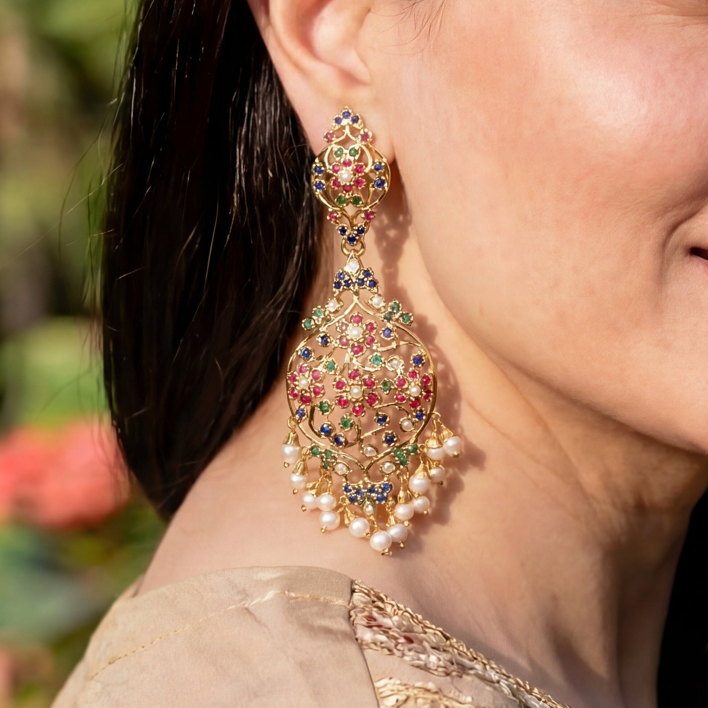 Handcrafted Victorian Earrings in Gold Plated Silver | ER 436