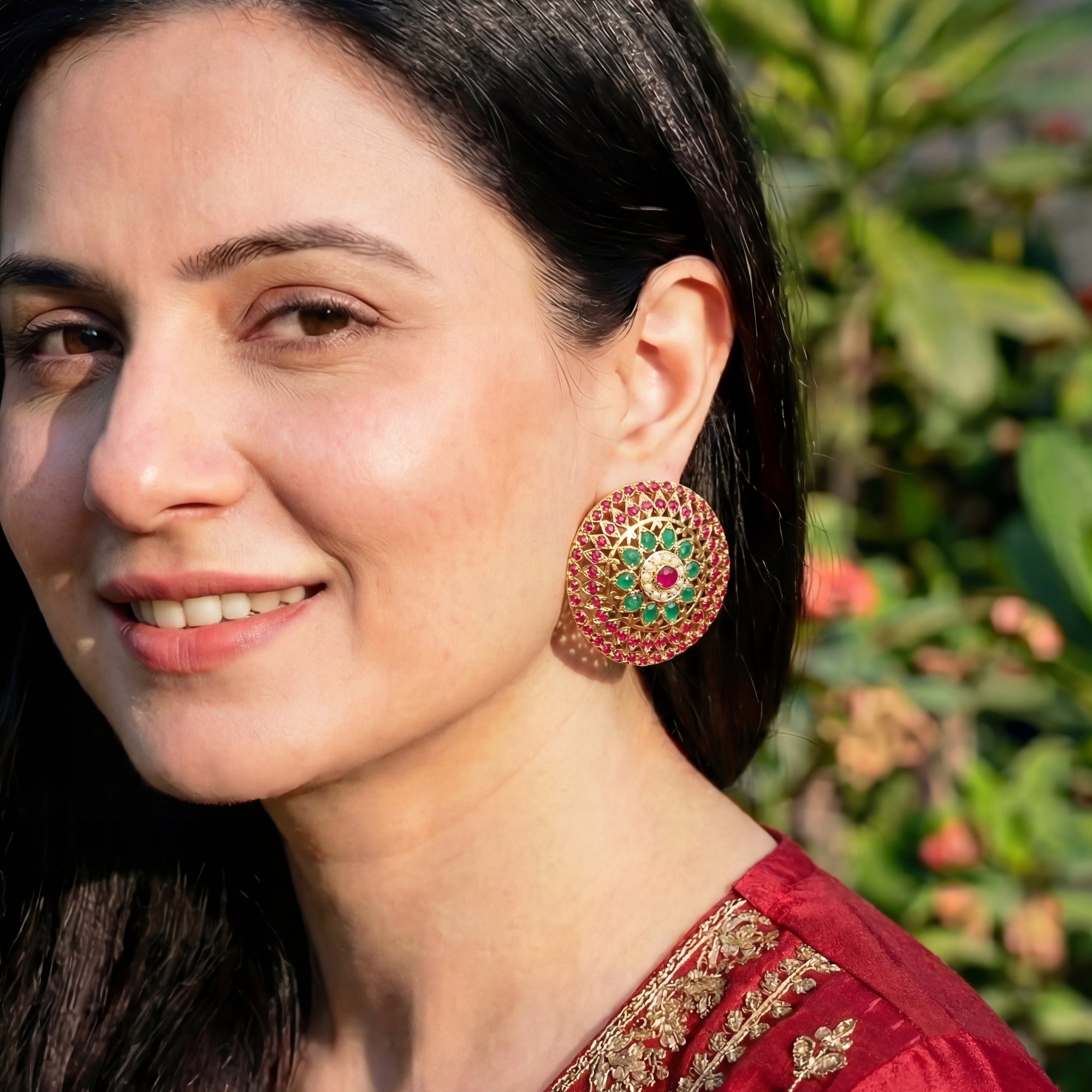 పెద్ద జడౌ స్టుడ్స్ | ప్రకటన జదౌ చెవిపోగులు | ప్రత్యేకమైన చెవిపోగులు డిజైన్ ER 559